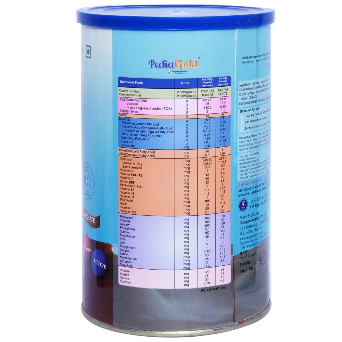 Pediagold Chocolate Flavour Powder 400 gm, Pack of 1 Pediagold Chocolate Flavour Powder 400 gm, Pack of 1