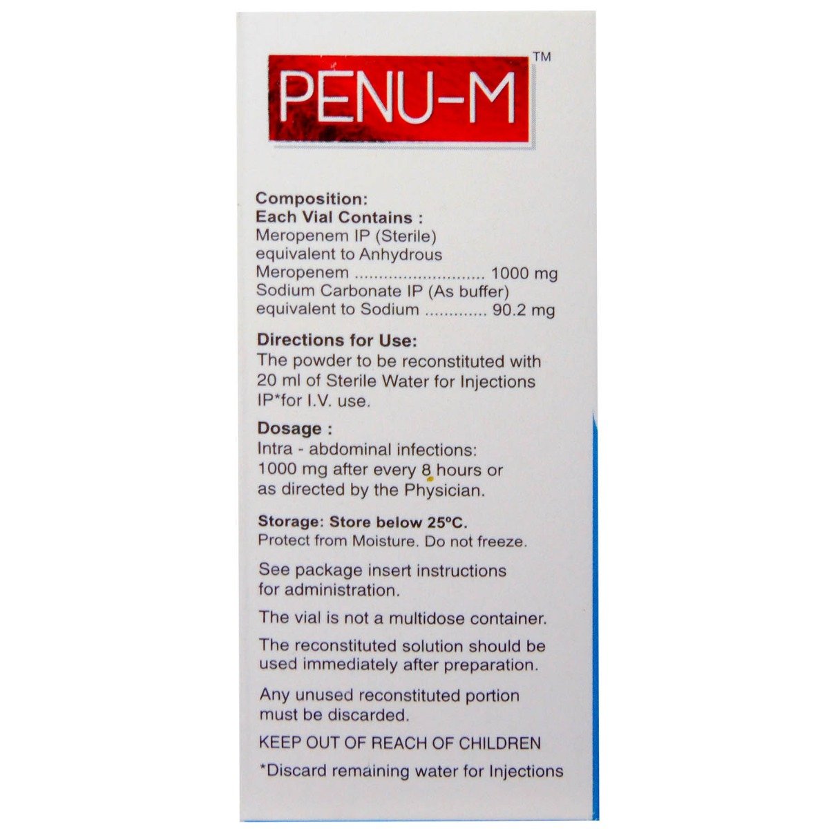 Penu M 1Gm Inj, Pack of 1 Injection Penu M 1Gm Inj, Pack of 1 Injection