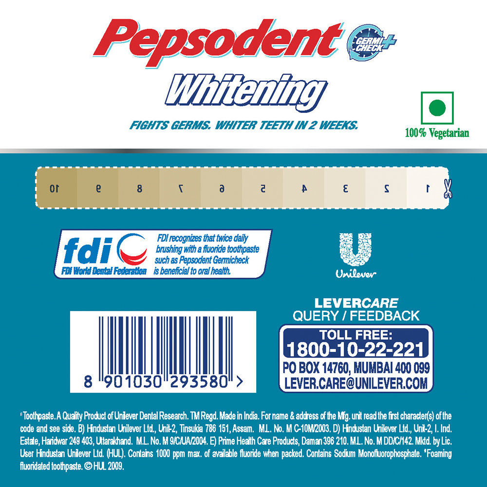Pepsodent Whitening Germi Check+ Toothpaste, 80 gm, Pack of 1 Pepsodent Whitening Germi Check+ Toothpaste, 80 gm, Pack of 1
