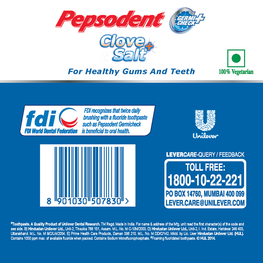 Pepsodent Germi Check+ Clove & Salt Toothpaste, 100 gm, Pack of 1 Pepsodent Germi Check+ Clove & Salt Toothpaste, 100 gm, Pack of 1