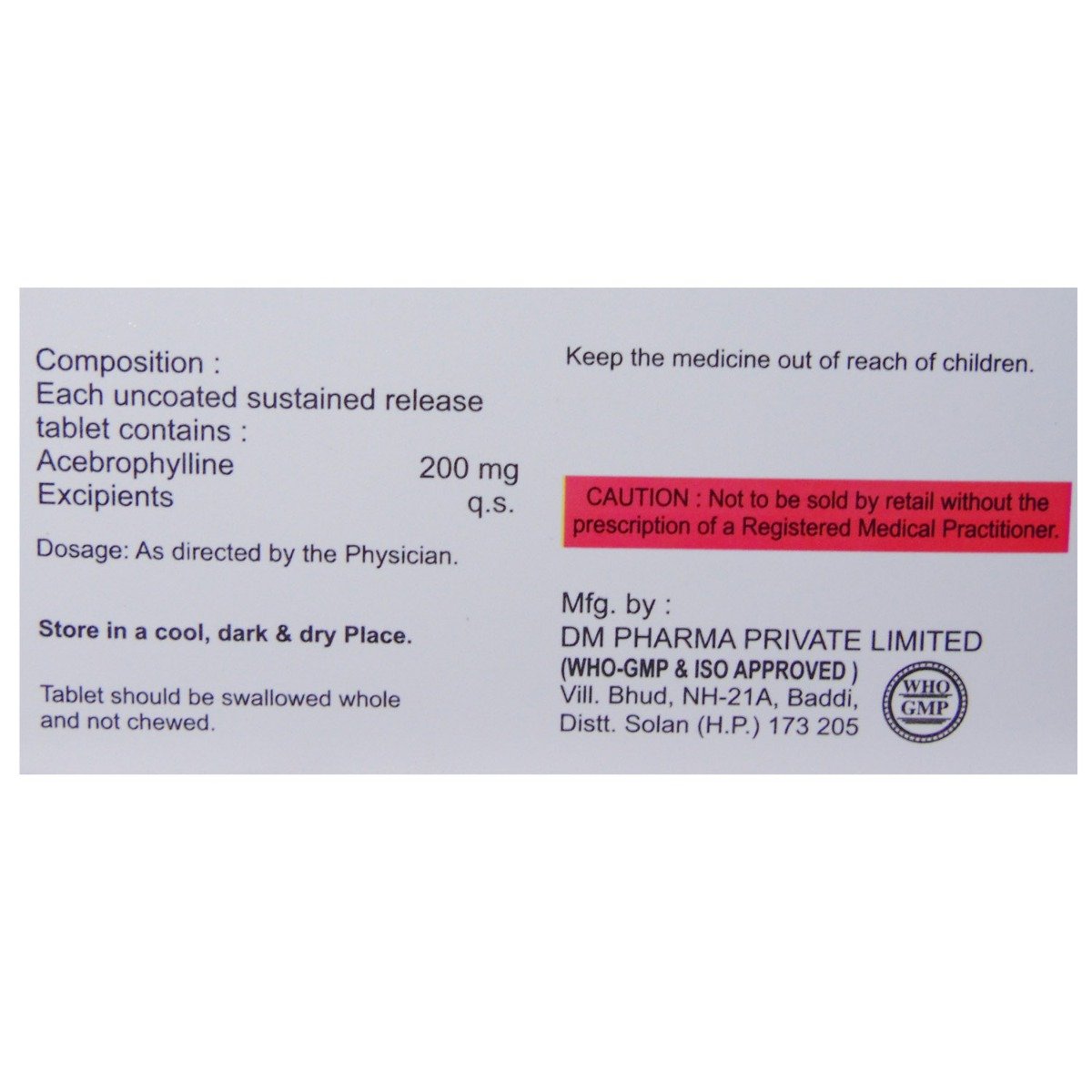 Phylclear 200mg SR Tablet 10's, Pack of 10 TABLETS Phylclear 200mg SR Tablet 10's, Pack of 10 TABLETS