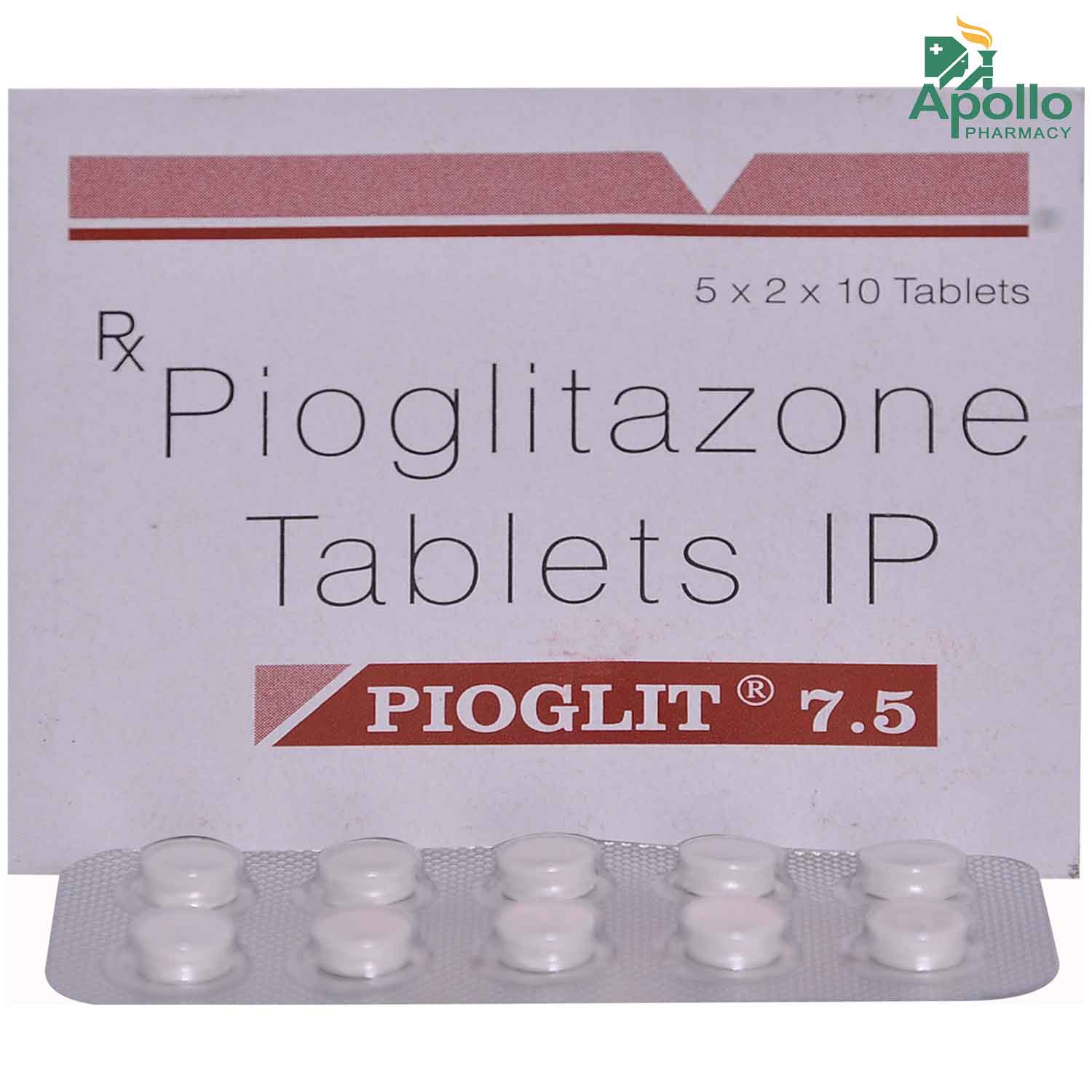 Pioglit 7.5 Tablet 10's, Pack of 10 TABLETS Pioglit 7.5 Tablet 10's, Pack of 10 TABLETS