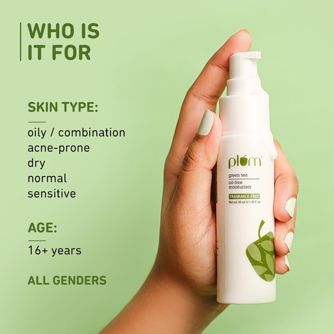 Plum Green Tea Oil Free Moisturizer 50 ml | Fights Pimples | Controls Excess Oil | Long Lasting Hydration | Lightweight | Non Greasy | For Combination, Oily And Acne Prone Skin, Pack of 1 Plum Green Tea Oil Free Moisturizer 50 ml | Fights Pimples | Controls Excess Oil | Long Lasting Hydration | Lightweight | Non Greasy | For Combination, Oily And Acne Prone Skin, Pack of 1