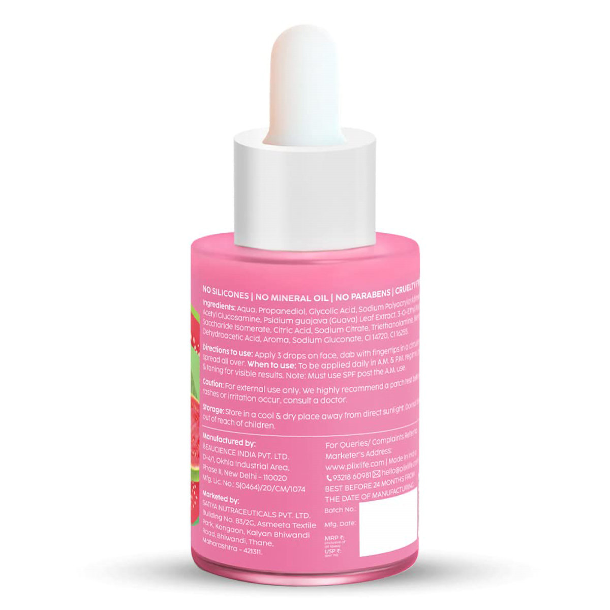 Plix Guava Shine Bright Dewy Serum 30 ml | 3% Glycolic Acid & Vitamin C | Lightens Dark Spots | Evens Skin Tone | For All Skin Type, Pack of 1 Plix Guava Shine Bright Dewy Serum 30 ml | 3% Glycolic Acid & Vitamin C | Lightens Dark Spots | Evens Skin Tone | For All Skin Type, Pack of 1