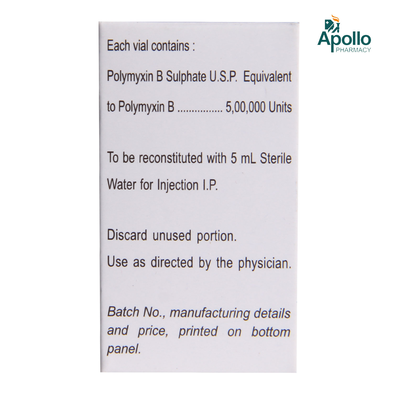 POLY MX B 500000IU INJECTION, Pack of 1 INJECTION POLY MX B 500000IU INJECTION, Pack of 1 INJECTION