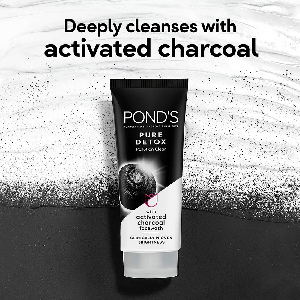 Pond's Pure Detox Face Wash 100 gm | With Activated Charcoal | Deep Cleansing Of Pollutants & Dirts | For Glowing Skin, Pack of 1 Pond's Pure Detox Face Wash 100 gm | With Activated Charcoal | Deep Cleansing Of Pollutants & Dirts | For Glowing Skin, Pack of 1