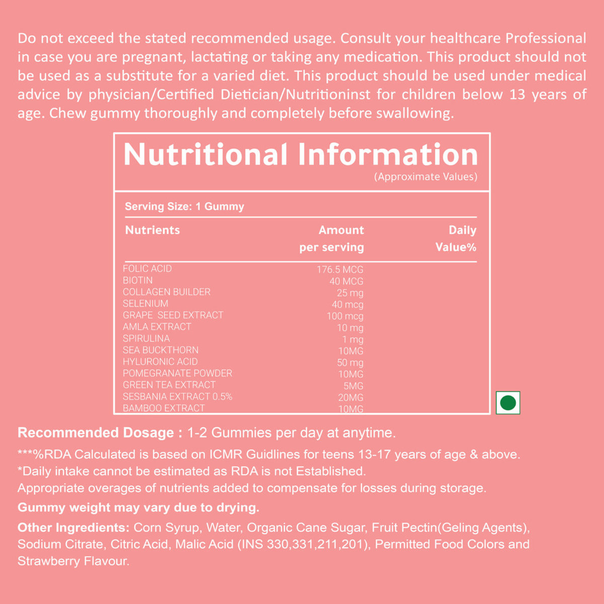 Powernosh Nutrition Advanced Hair Gummies Strawberry Flavour, 30 Count, Pack of 1 Powernosh Nutrition Advanced Hair Gummies Strawberry Flavour, 30 Count, Pack of 1