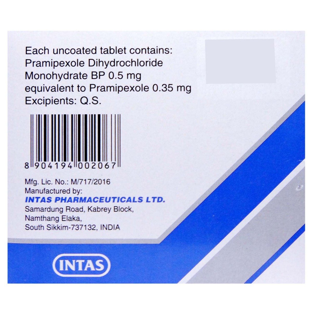 Pramirol-0.5 Tablet 10's, Pack of 10 TABLETS Pramirol-0.5 Tablet 10's, Pack of 10 TABLETS