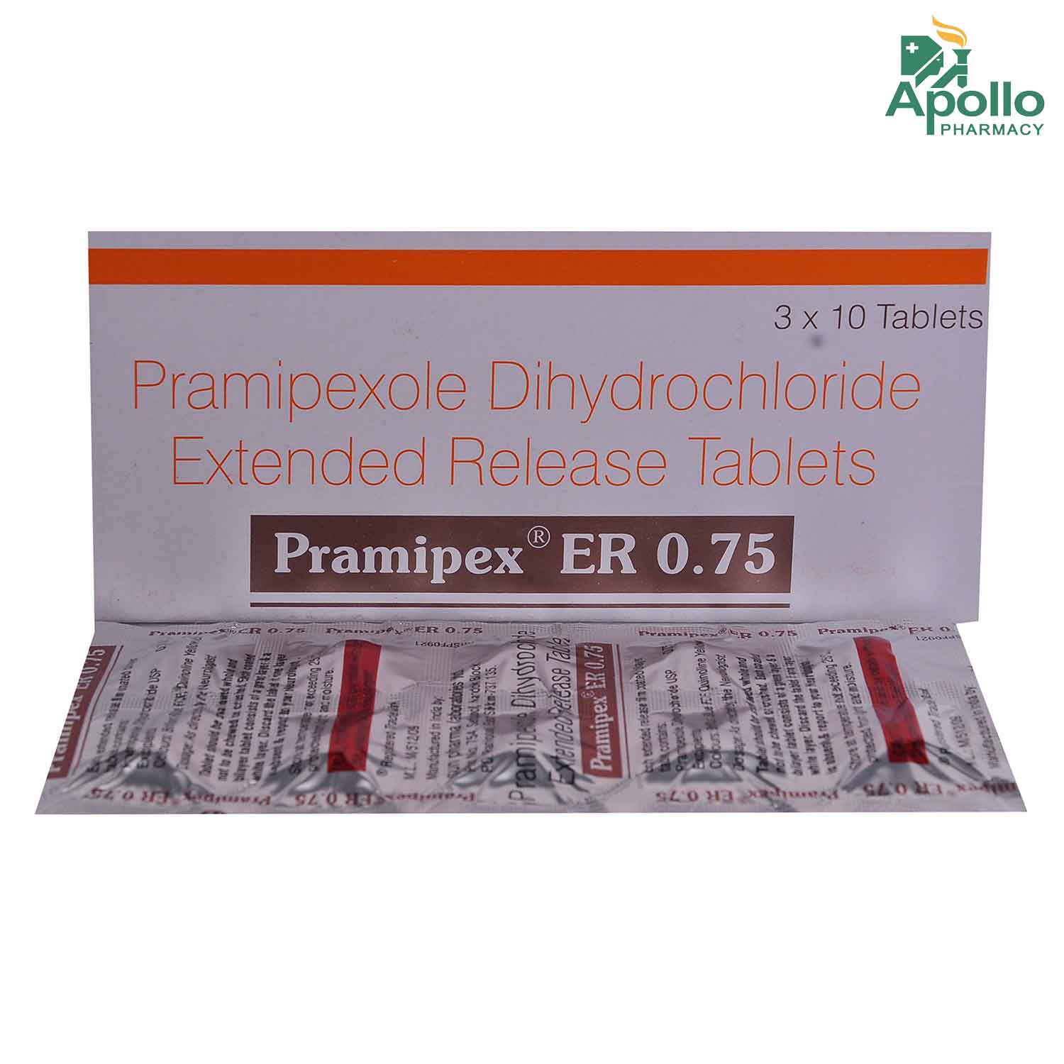 Pramipex ER 0.75 Tablet 10's, Pack of 10 TABLETS Pramipex ER 0.75 Tablet 10's, Pack of 10 TABLETS