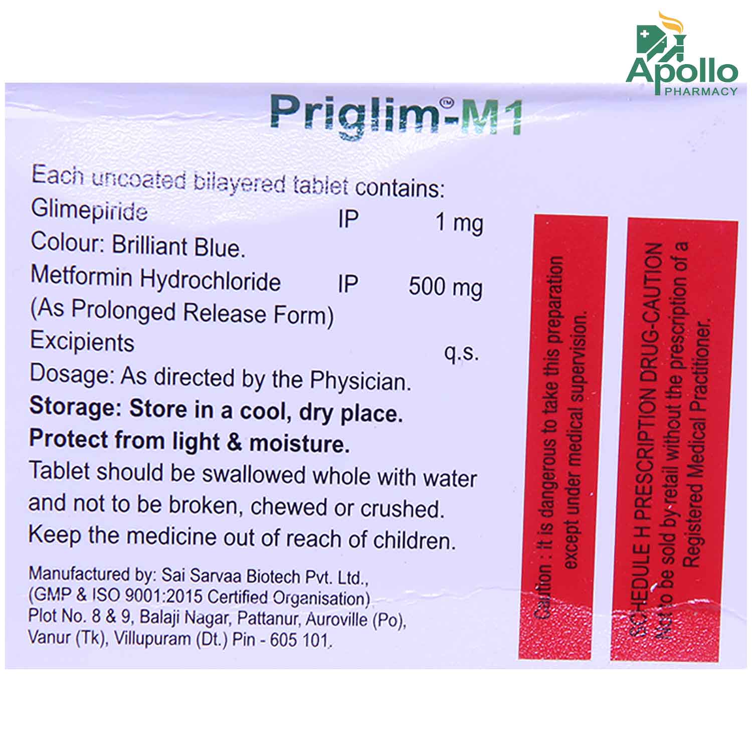 Priglim M1 Tablet 10's, Pack of 10 TABLETS Priglim M1 Tablet 10's, Pack of 10 TABLETS