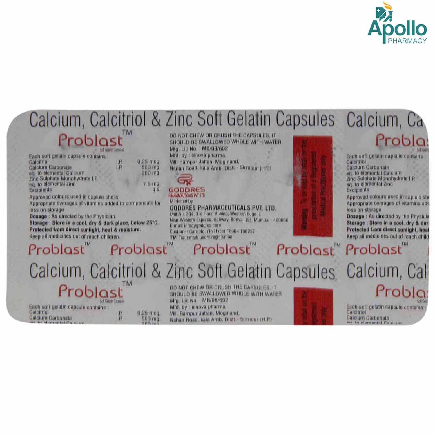 Problast Capsule 10's, Pack of 10 CAPSULES Problast Capsule 10's, Pack of 10 CAPSULES