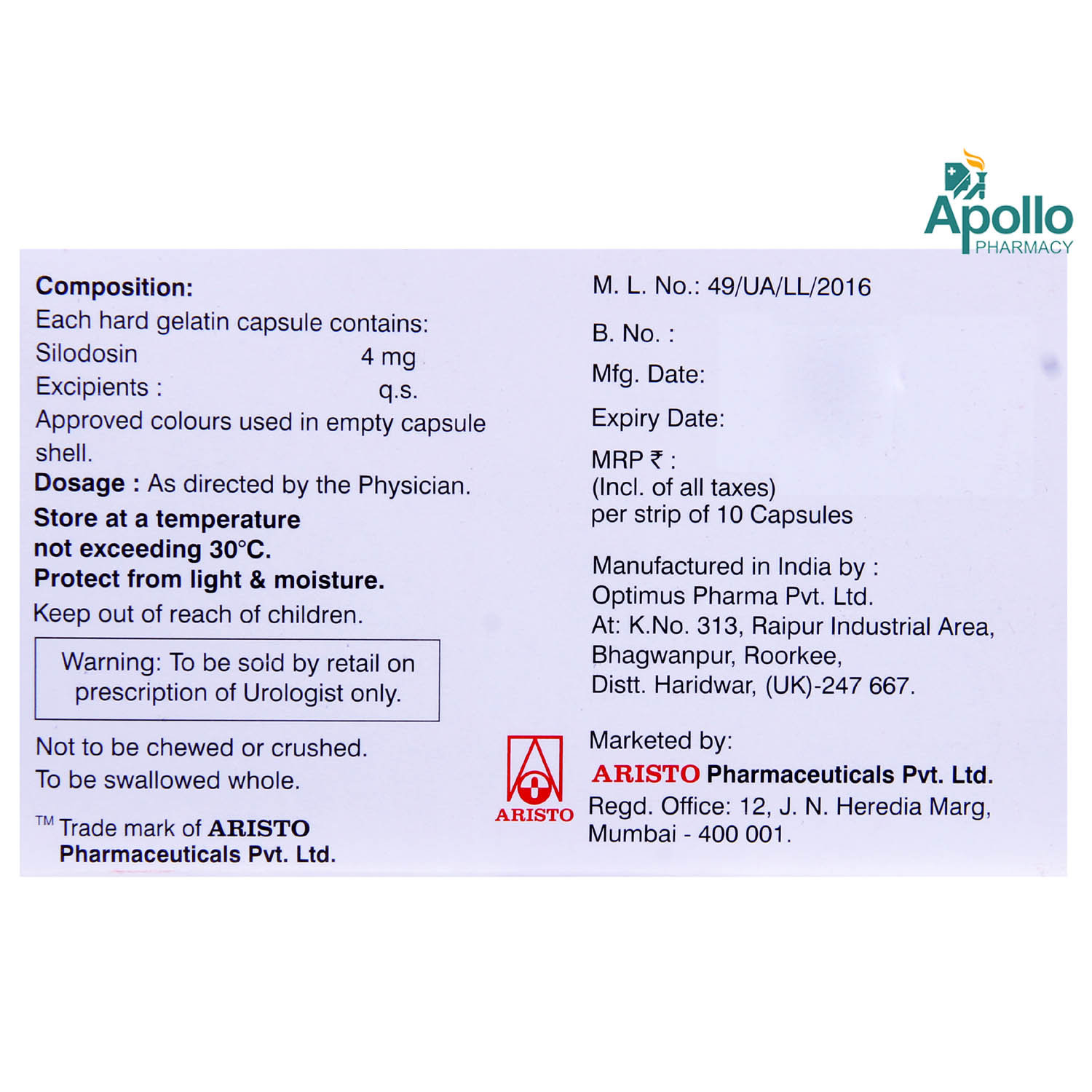 Prostagard 4 Capsule 10's, Pack of 10 CapsuleS Prostagard 4 Capsule 10's, Pack of 10 CapsuleS