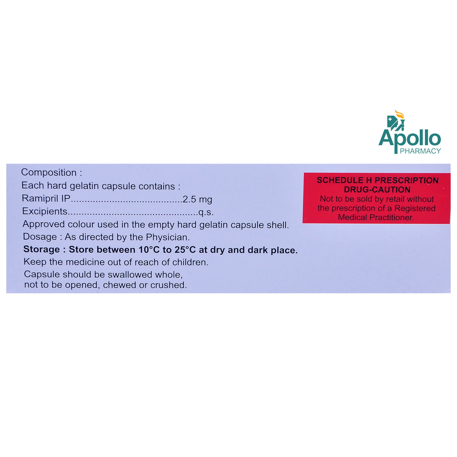 Ramisave 2.5 Capsule 10's, Pack of 10 CAPSULES Ramisave 2.5 Capsule 10's, Pack of 10 CAPSULES