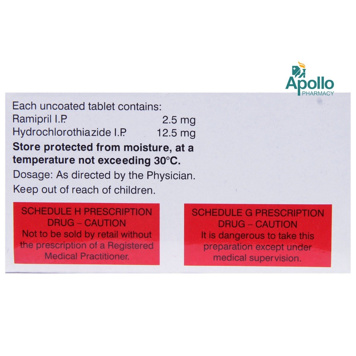 Ramistar-H 2.5 Tablet 15's, Pack of 15 TABLETS Ramistar-H 2.5 Tablet 15's, Pack of 15 TABLETS