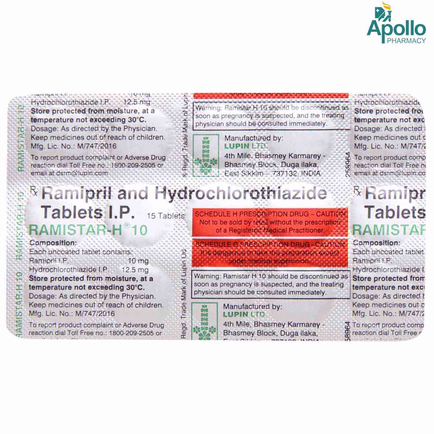 Ramistar H 10 Tablet 15's, Pack of 15 TABLETS Ramistar H 10 Tablet 15's, Pack of 15 TABLETS