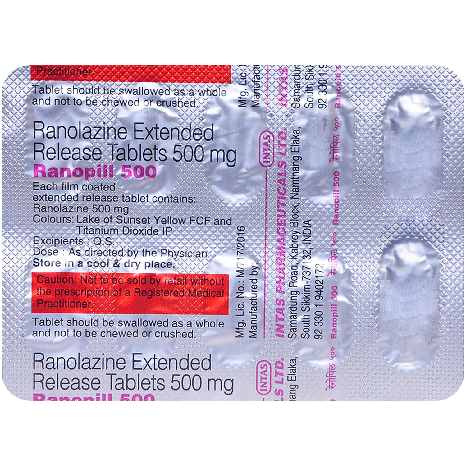 Ranopill 500 Tablet 10's, Pack of 10 TABLETS Ranopill 500 Tablet 10's, Pack of 10 TABLETS