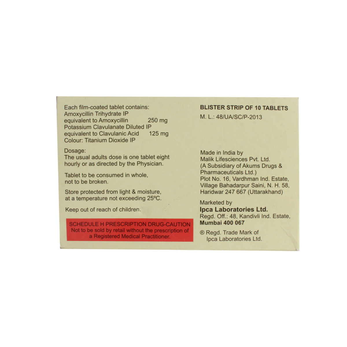 Rapiclav 375 mg Tablet 10's, Pack of 10 TabletS Rapiclav 375 mg Tablet 10's, Pack of 10 TabletS