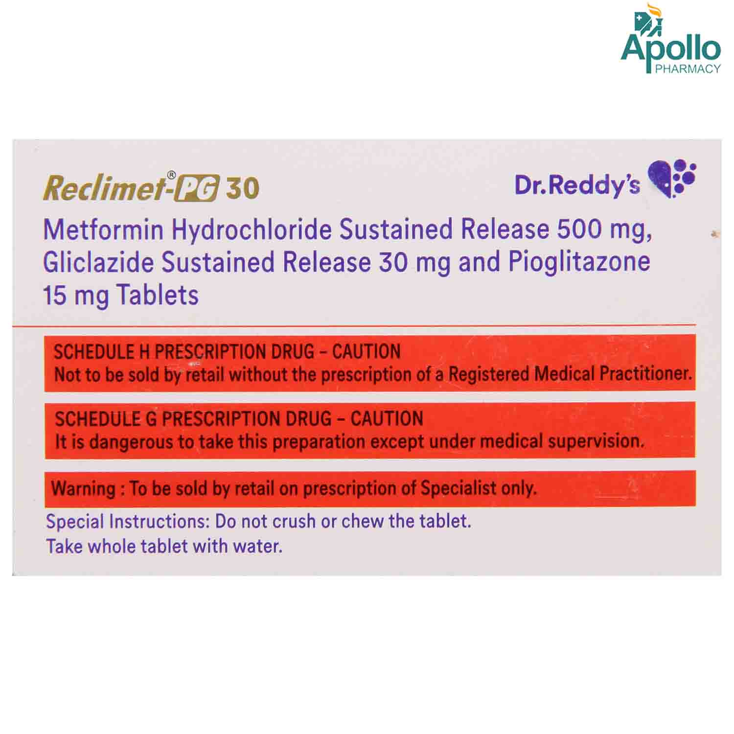 Reclimet PG 30 Tablet 10's, Pack of 10 TABLETS Reclimet PG 30 Tablet 10's, Pack of 10 TABLETS