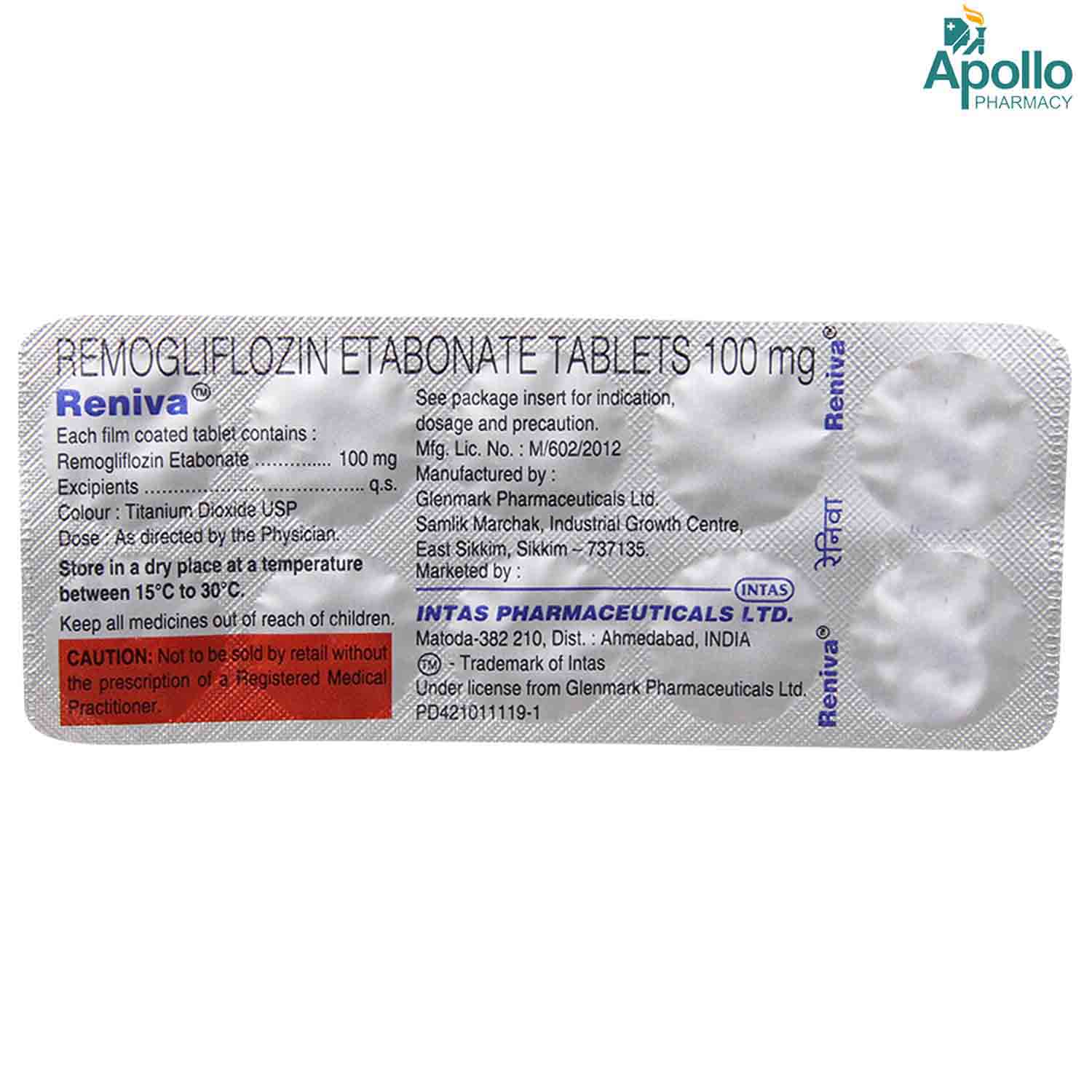 Reniva 100 Tablet 10's, Pack of 10 TABLETS Reniva 100 Tablet 10's, Pack of 10 TABLETS