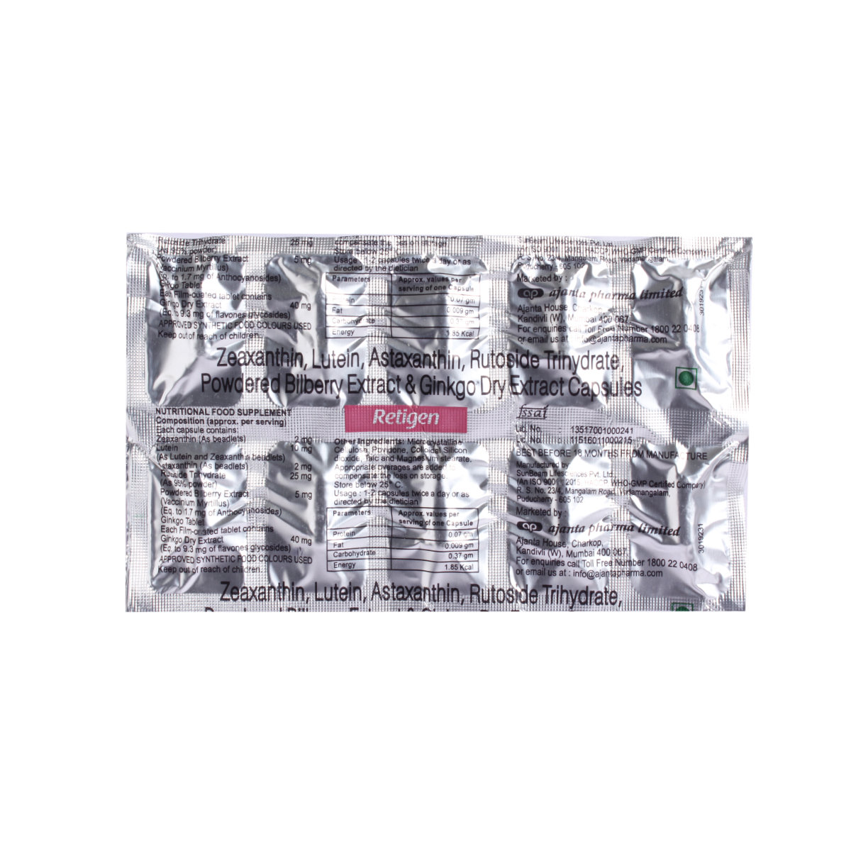 Retigen Capsule 10's, Pack of 10 Retigen Capsule 10's, Pack of 10