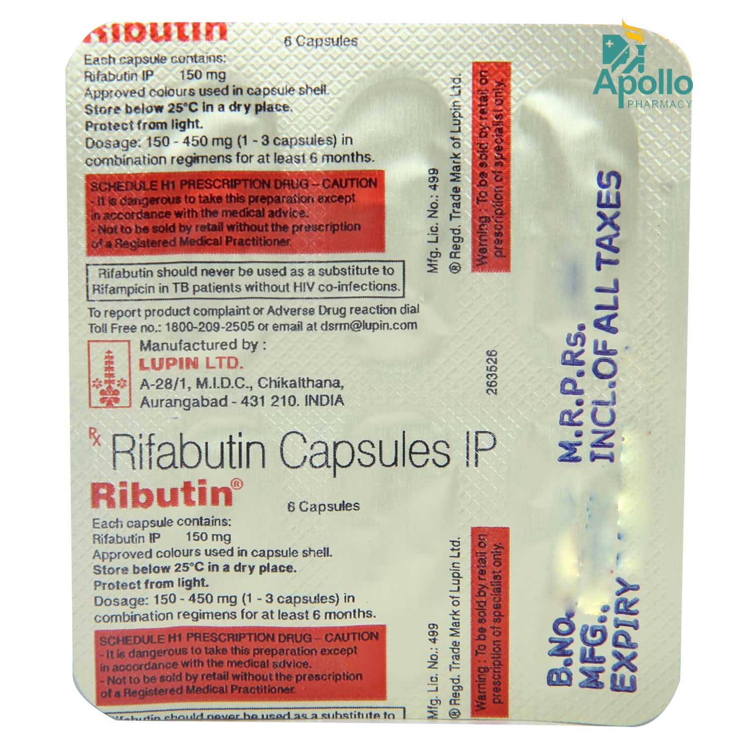Ributin Capsule 6's, Pack of 6 CAPSULES Ributin Capsule 6's, Pack of 6 CAPSULES