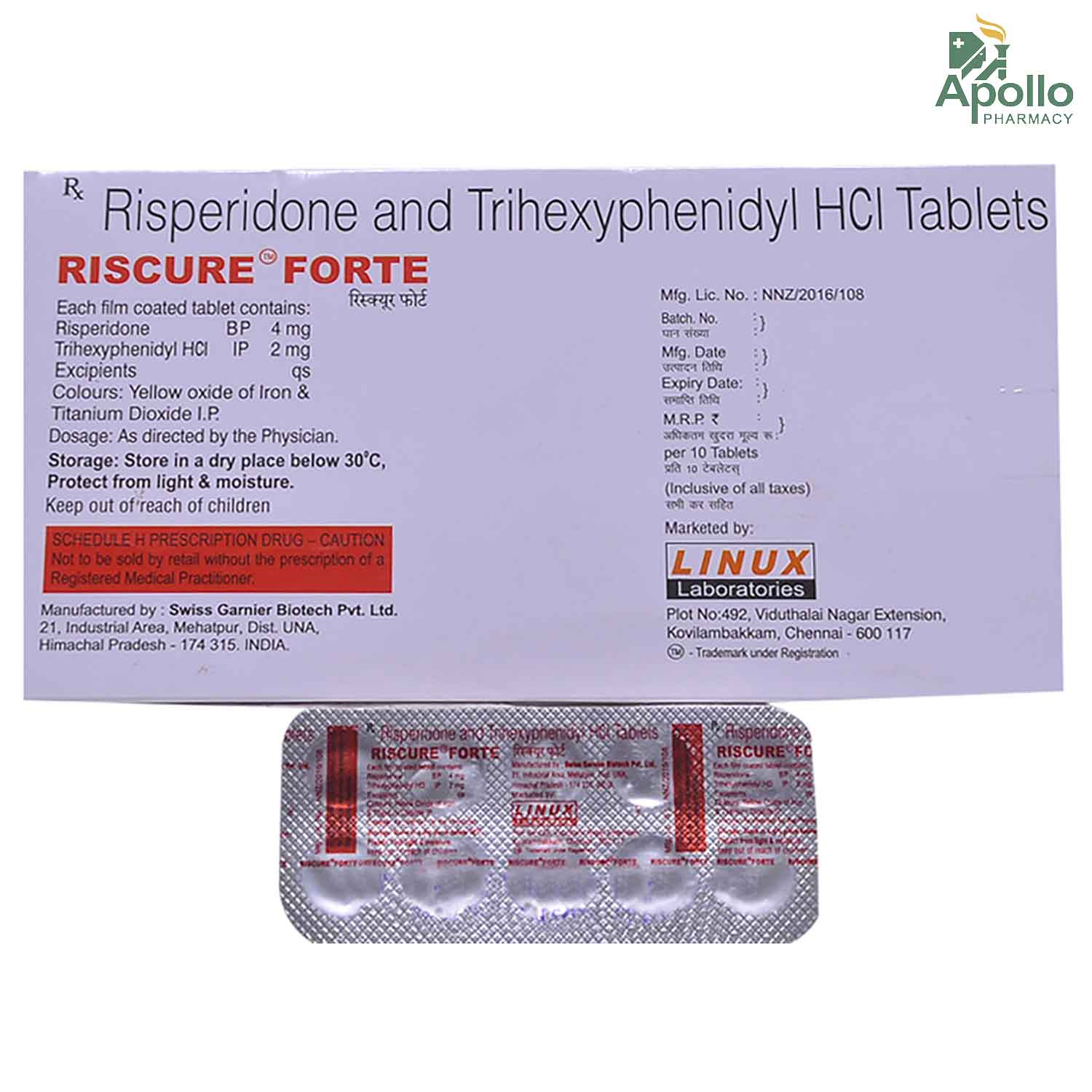 Riscure Forte Tablet 10's, Pack of 10 TABLETS Riscure Forte Tablet 10's, Pack of 10 TABLETS