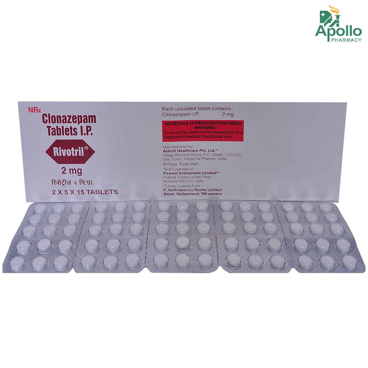 Rivotril 2 mg Tablet 15's, Pack of 15 TABLETS Rivotril 2 mg Tablet 15's, Pack of 15 TABLETS