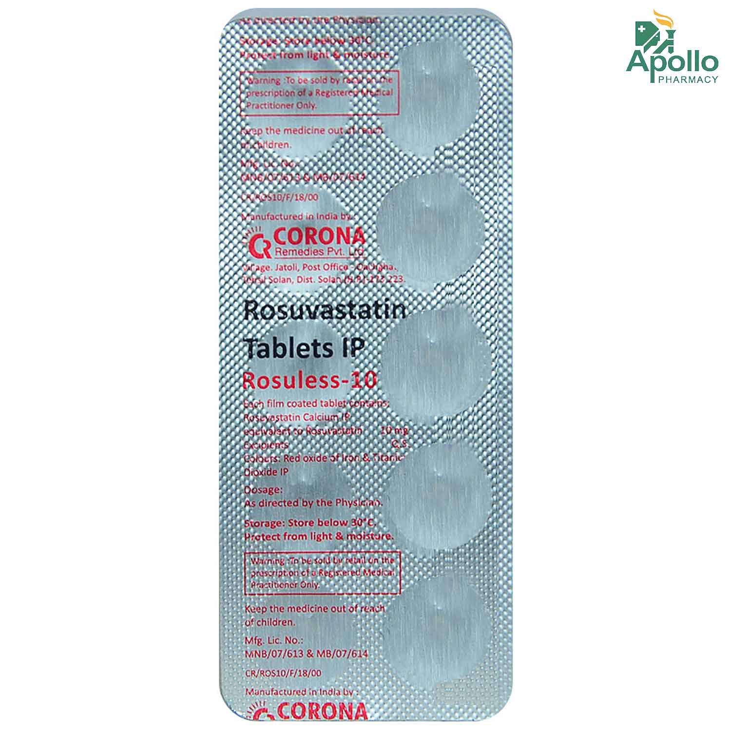 Rosuless 10 Tablet 10's, Pack of 10 TABLETS Rosuless 10 Tablet 10's, Pack of 10 TABLETS