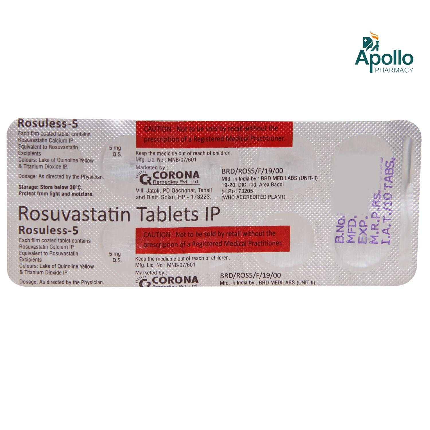 Rosuless 5 Tablet 10's, Pack of 10 TABLETS Rosuless 5 Tablet 10's, Pack of 10 TABLETS