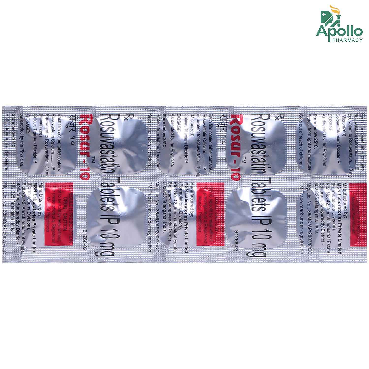 Rosur-10 Tablet 10's, Pack of 10 TABLETS Rosur-10 Tablet 10's, Pack of 10 TABLETS