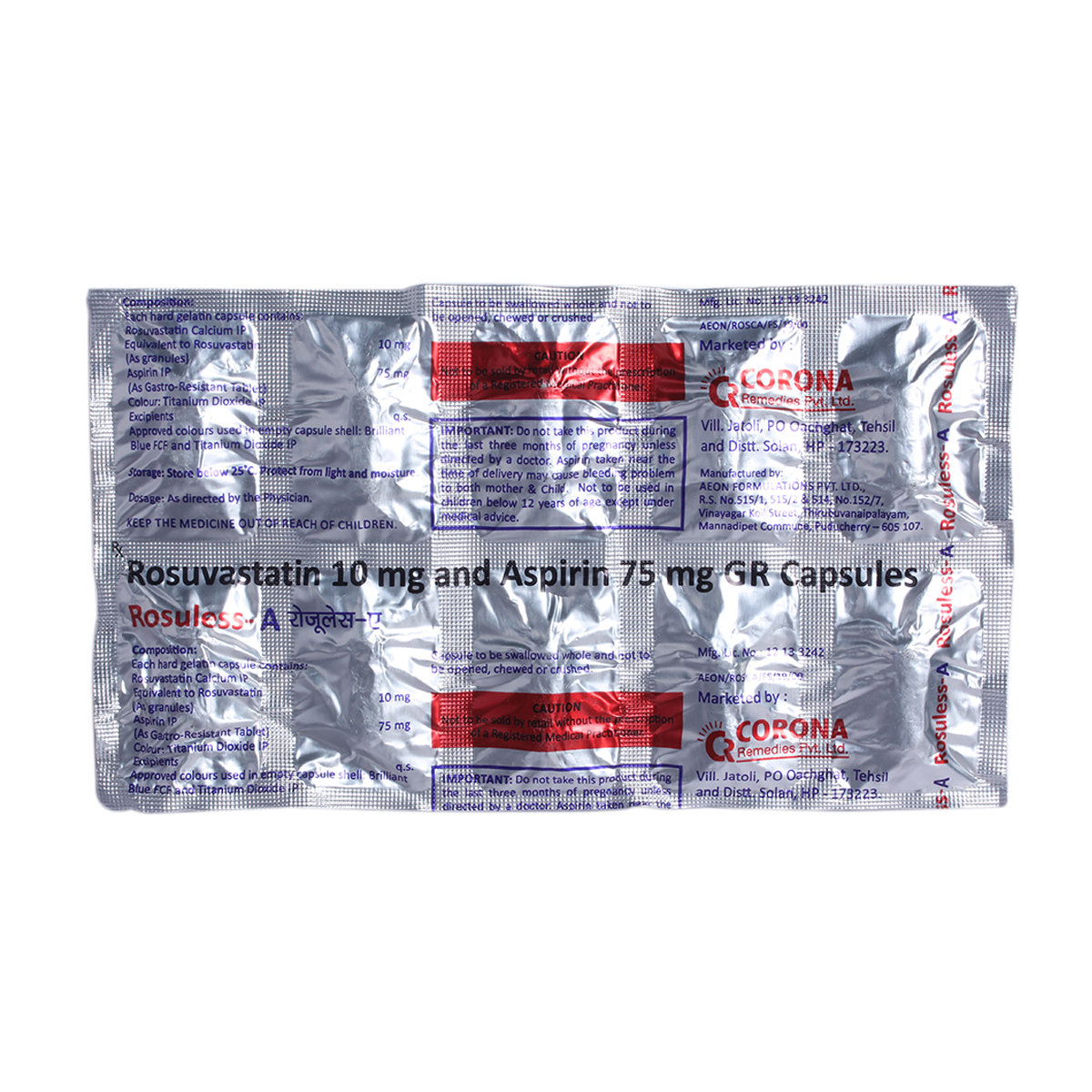 Rosuless-A Capsule 10's, Pack of 10 CAPSULES Rosuless-A Capsule 10's, Pack of 10 CAPSULES