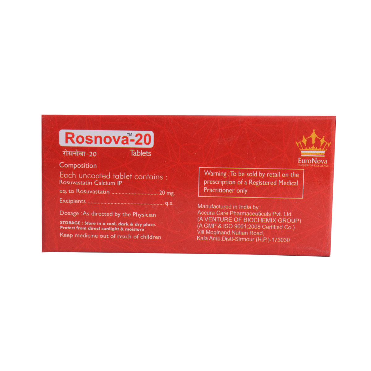 Rosnova-20Mg Tablet 10'S, Pack of 10 TabletS Rosnova-20Mg Tablet 10'S, Pack of 10 TabletS