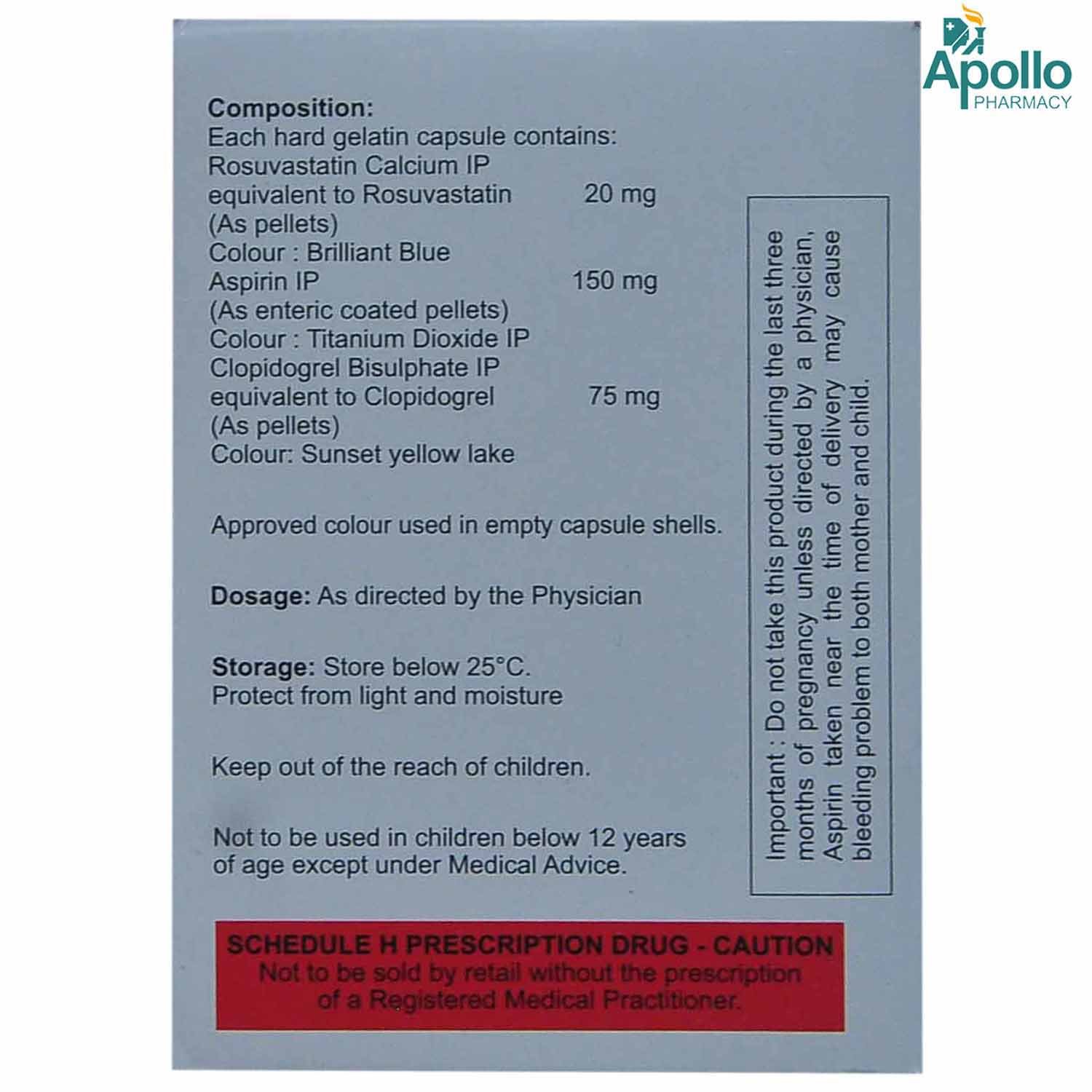 Rosutor Gold 20 mg/150 mg Capsule 15's, Pack of 15 CAPSULES Rosutor Gold 20 mg/150 mg Capsule 15's, Pack of 15 CAPSULES