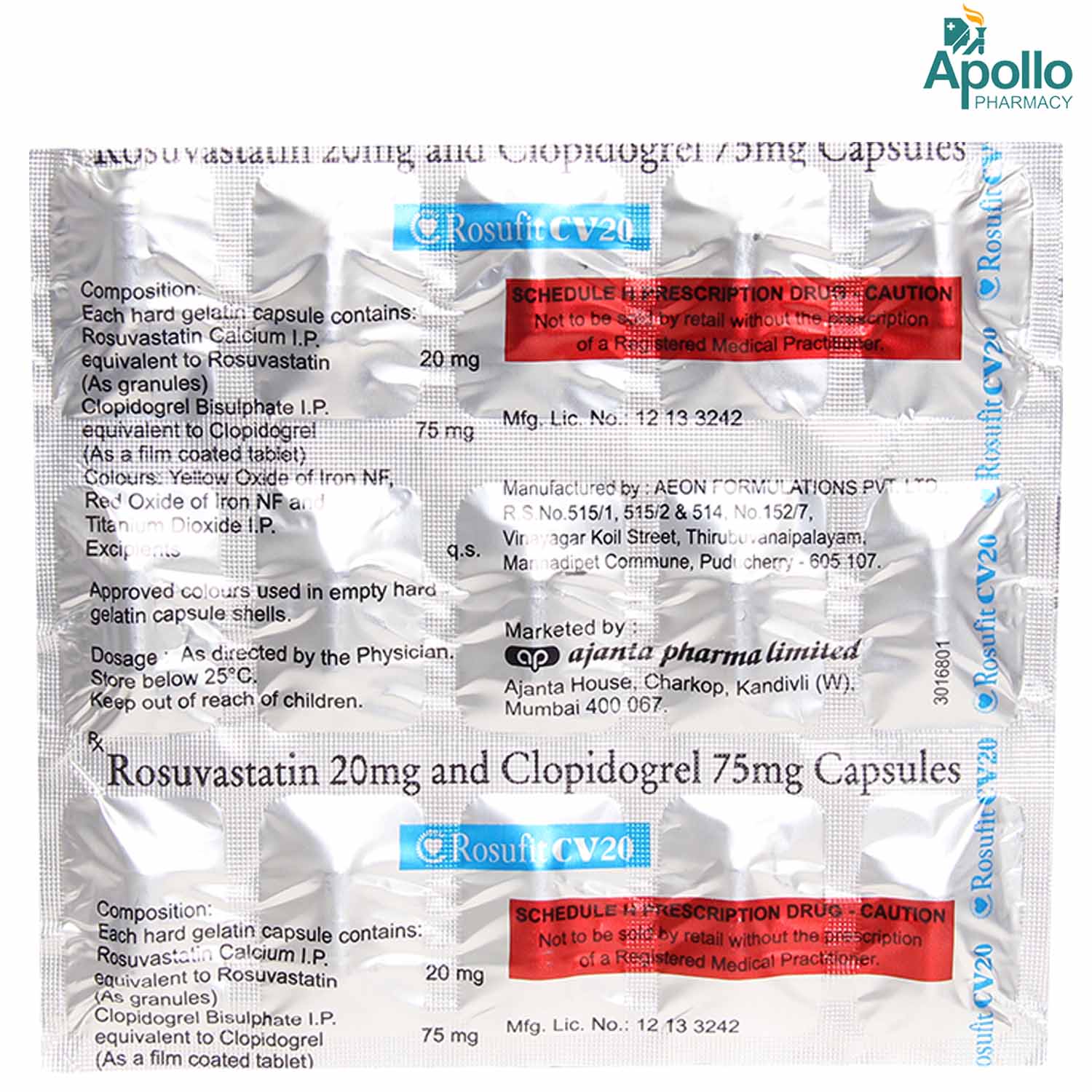 Rosufit CV 20 Capsule 15's, Pack of 15 CAPSULES Rosufit CV 20 Capsule 15's, Pack of 15 CAPSULES