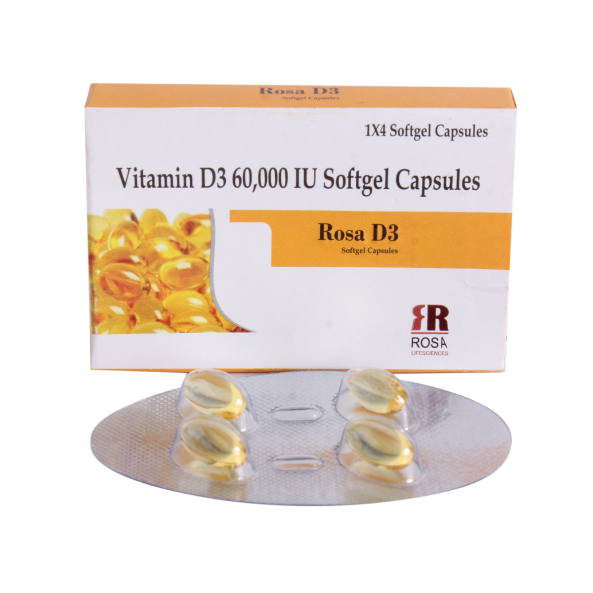 Rosa D3 60K Softgel Capsule 4's, Pack of 4 Rosa D3 60K Softgel Capsule 4's, Pack of 4