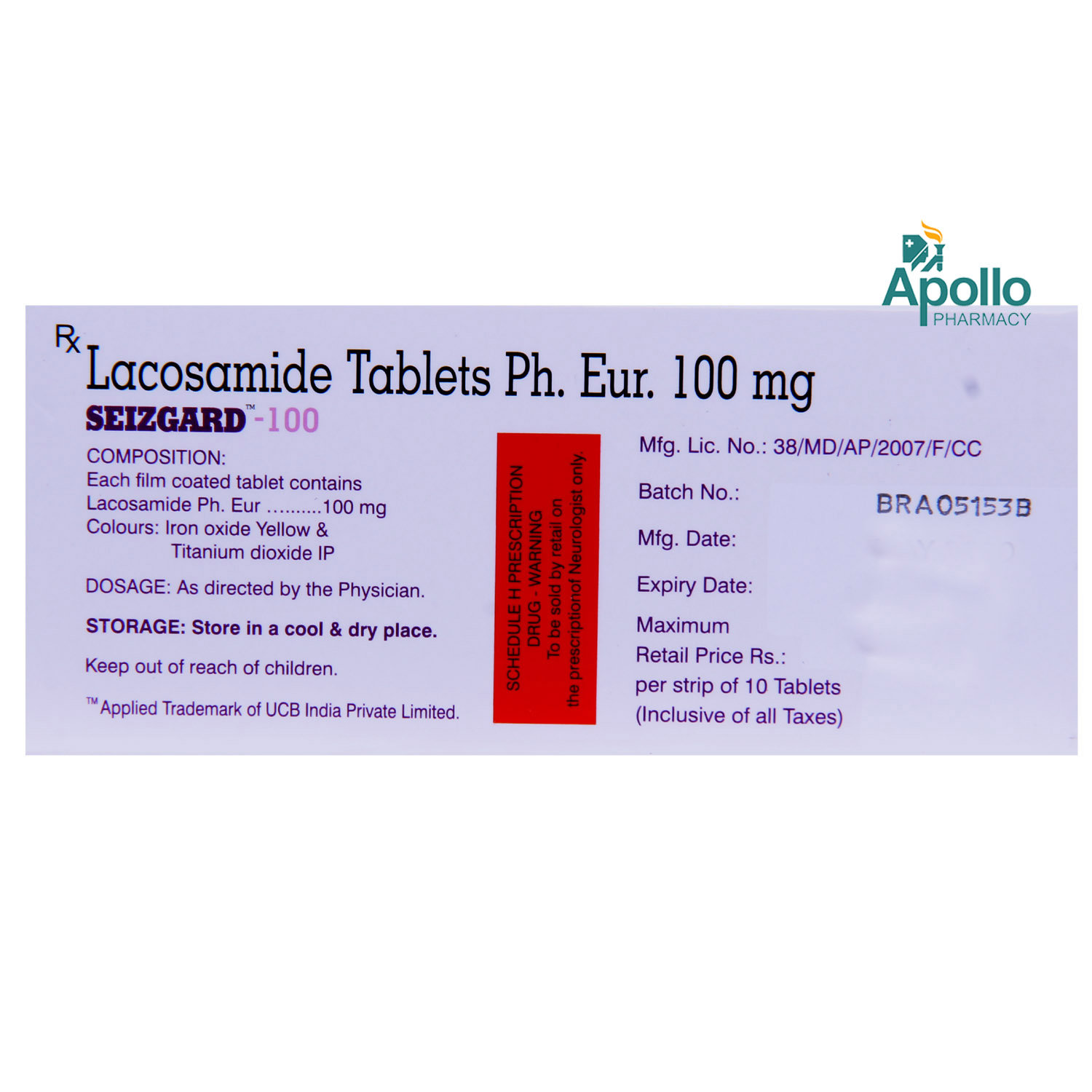 Seizgard-100 Tablet 10's, Pack of 10 TABLETS Seizgard-100 Tablet 10's, Pack of 10 TABLETS