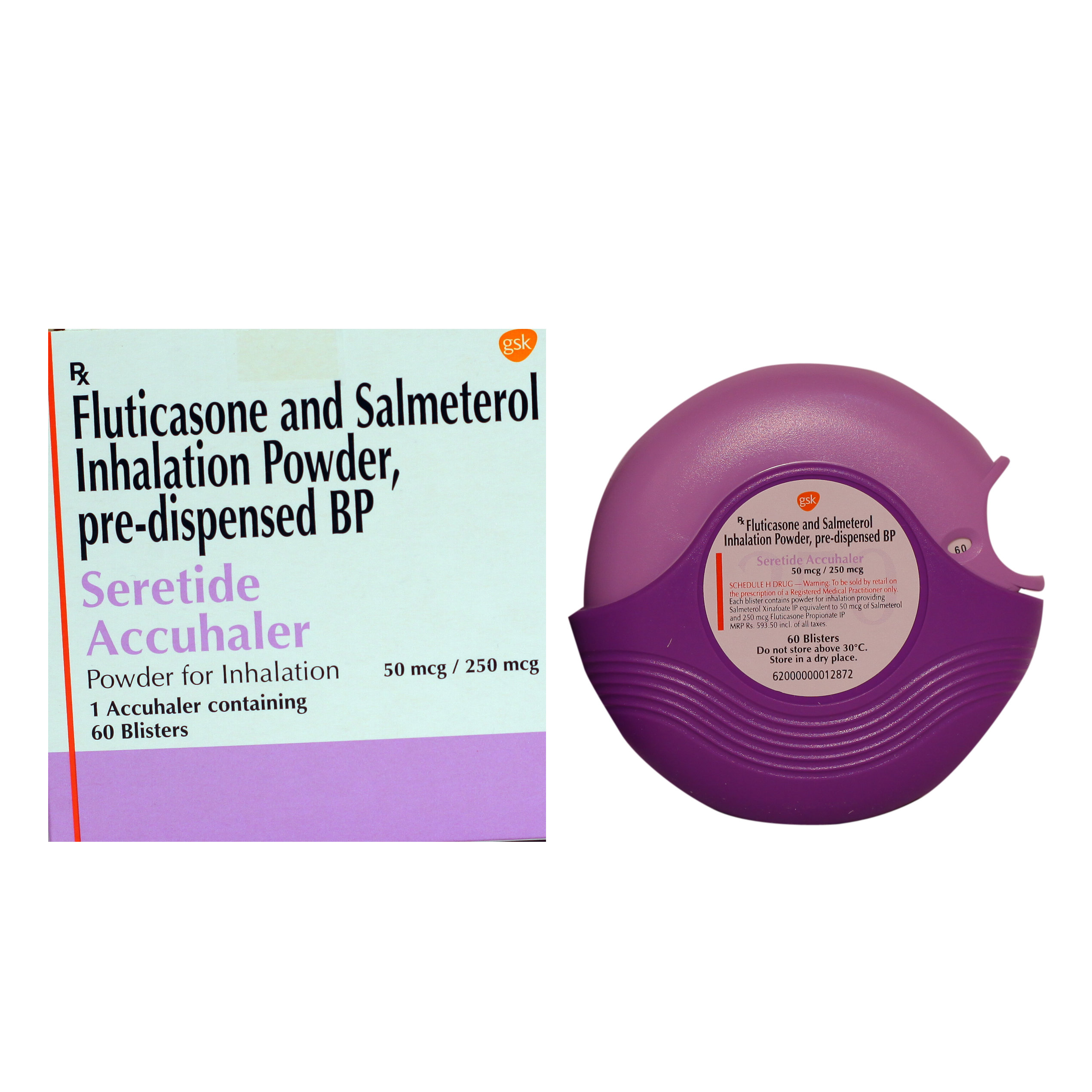 Seretide 50 mcg/250 mcg Accuhaler 60's, Pack of 1 Seretide 50 mcg/250 mcg Accuhaler 60's, Pack of 1