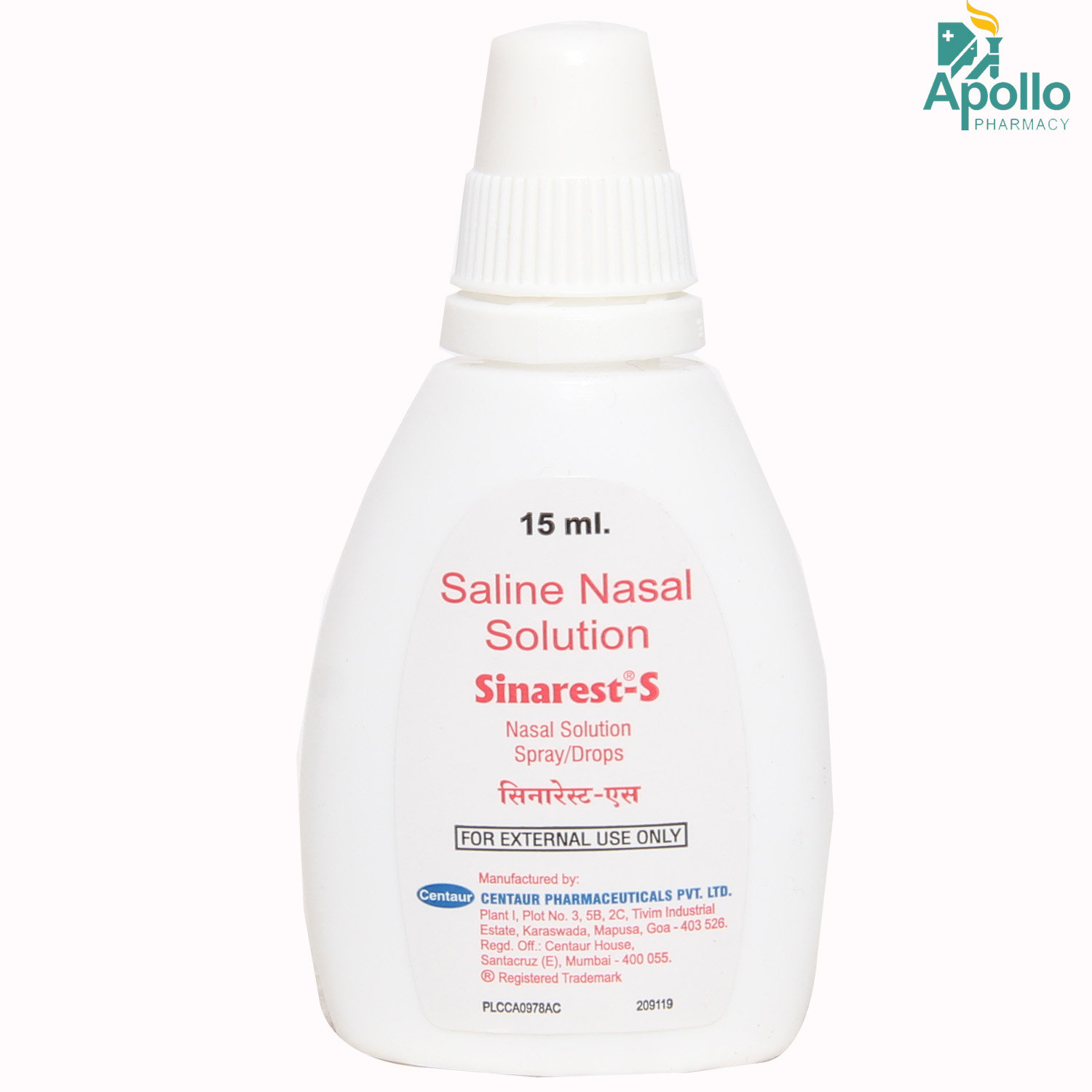 SINAREST S NASAL SOLUTION 15ML, Pack of 1 LIQUID SINAREST S NASAL SOLUTION 15ML, Pack of 1 LIQUID