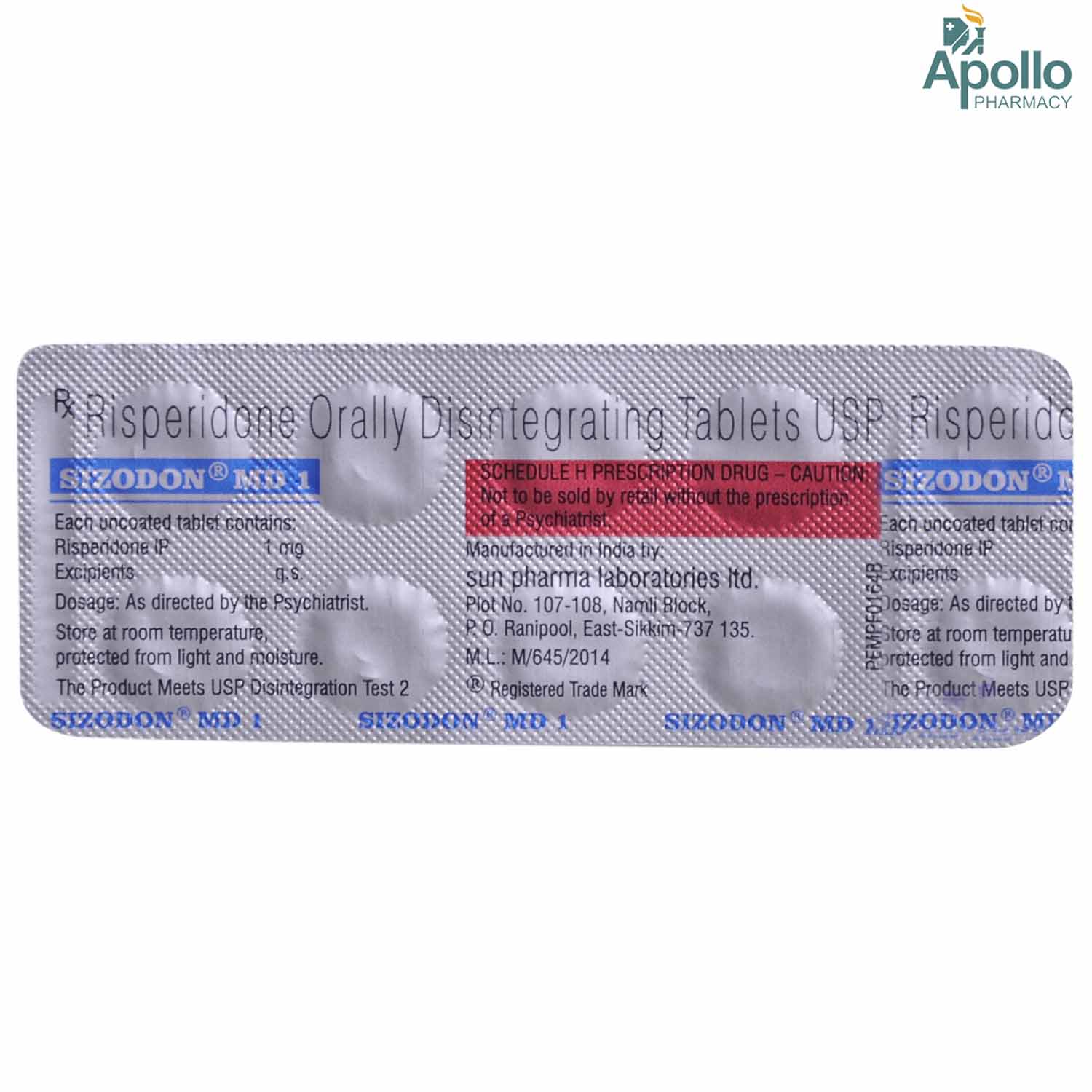 SIZODON MD 1MG TABLET, Pack of 10 TABLETS SIZODON MD 1MG TABLET, Pack of 10 TABLETS