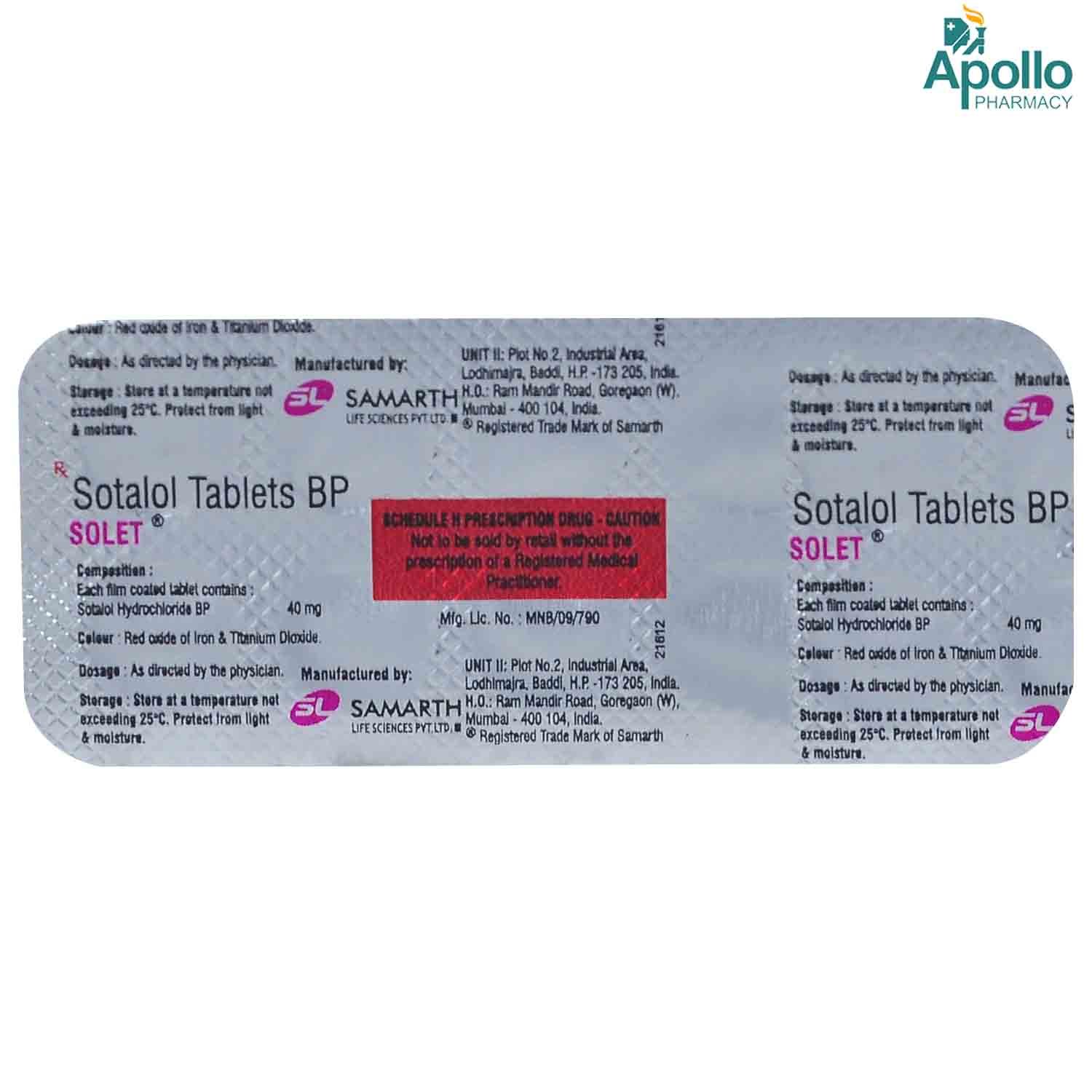 Solet Tablet 10's, Pack of 10 TABLETS Solet Tablet 10's, Pack of 10 TABLETS