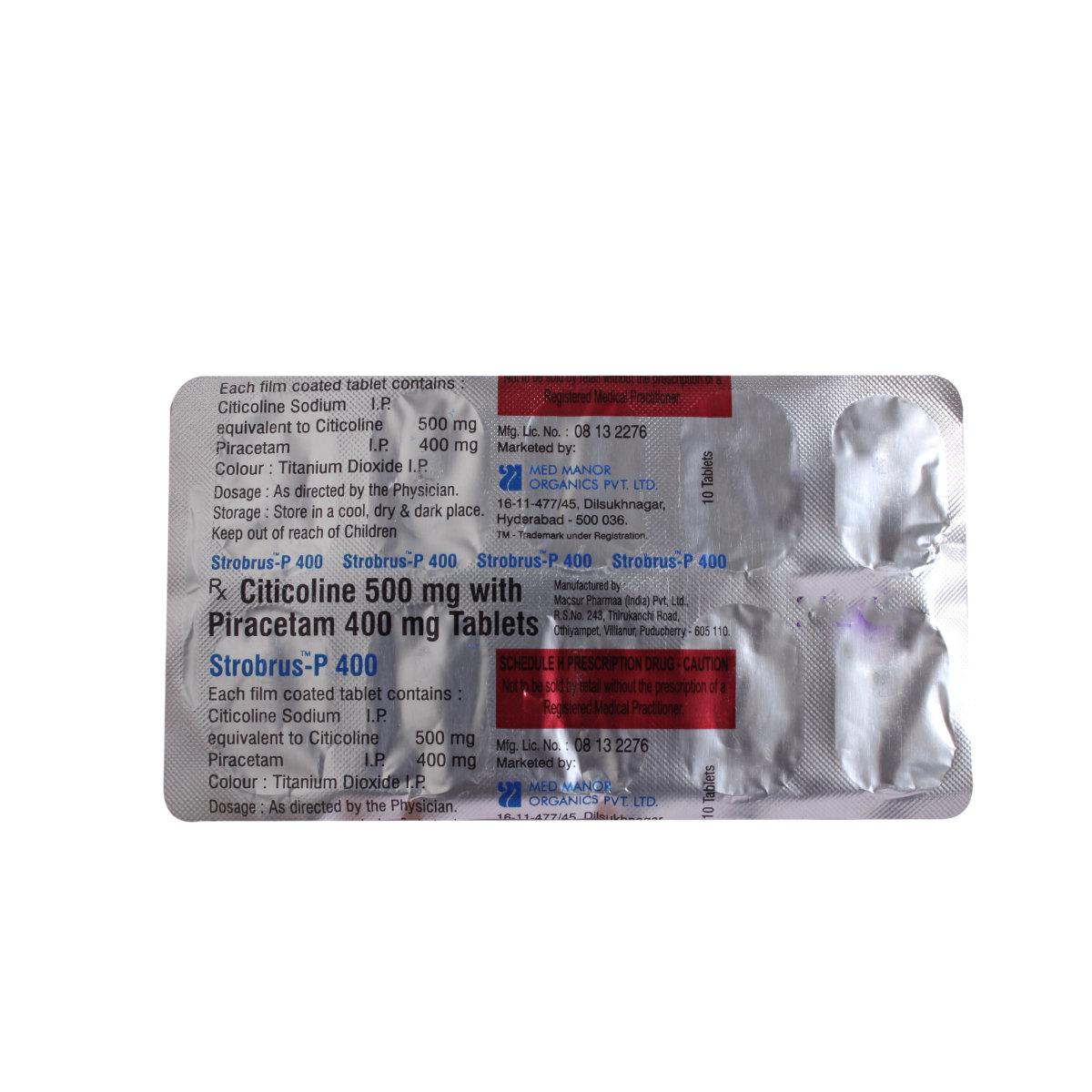 Strobrus P 500 mg/400 mg Tablet 10's, Pack of 10 Strobrus P 500 mg/400 mg Tablet 10's, Pack of 10