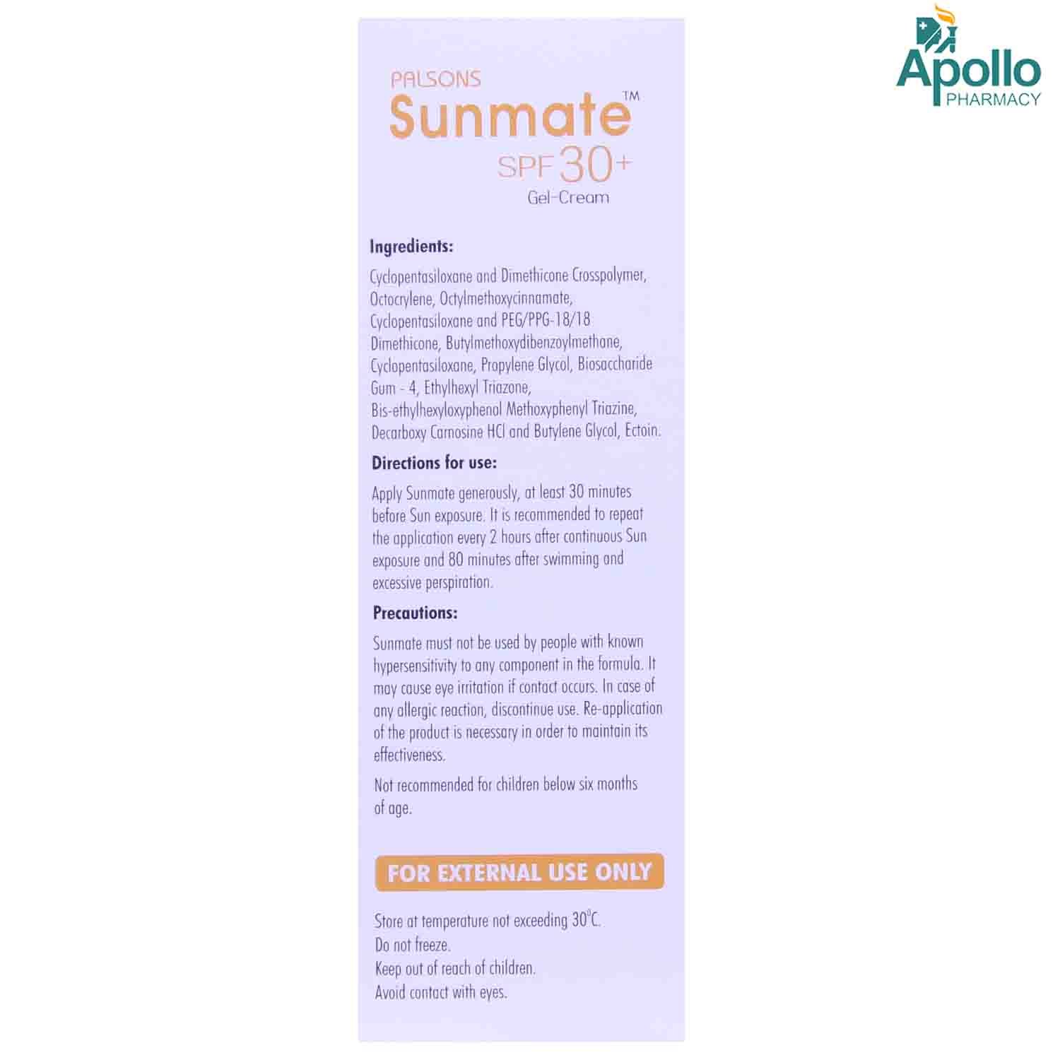 Sunmate SPF 30+ Cream 50 gm, Pack of 1 Sunmate SPF 30+ Cream 50 gm, Pack of 1