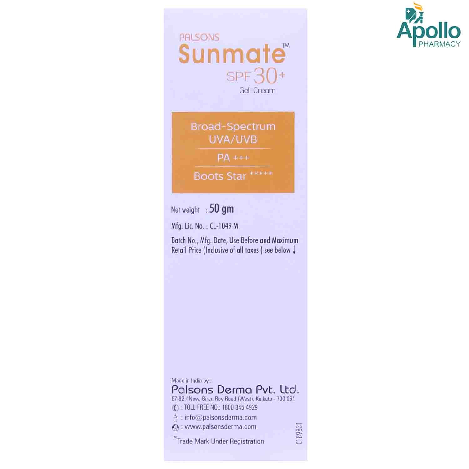 Sunmate SPF 30+ Cream 50 gm, Pack of 1 Sunmate SPF 30+ Cream 50 gm, Pack of 1