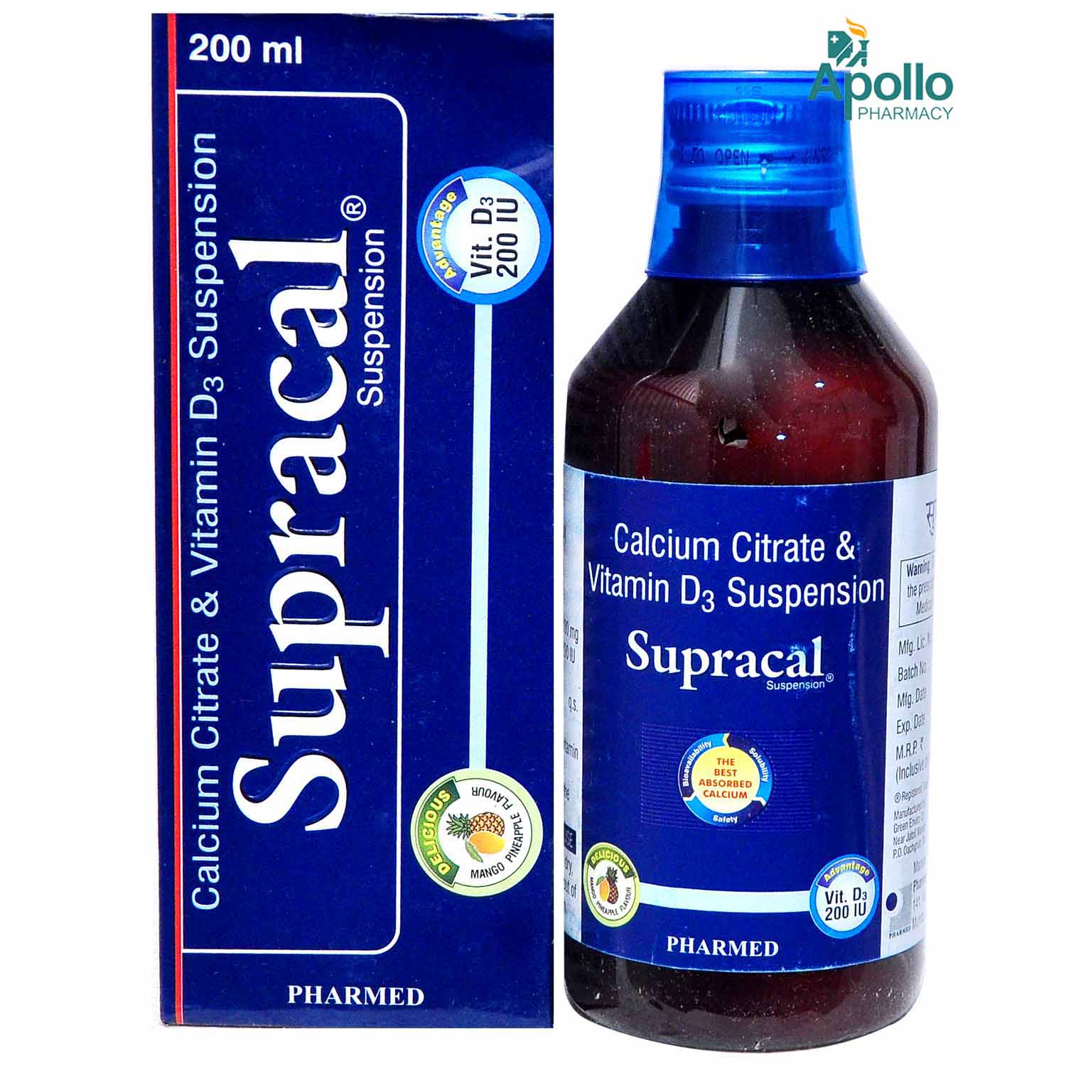 Supracal Mango Pineapple Flavour Suspension 200 ml, Pack of 1 Supracal Mango Pineapple Flavour Suspension 200 ml, Pack of 1