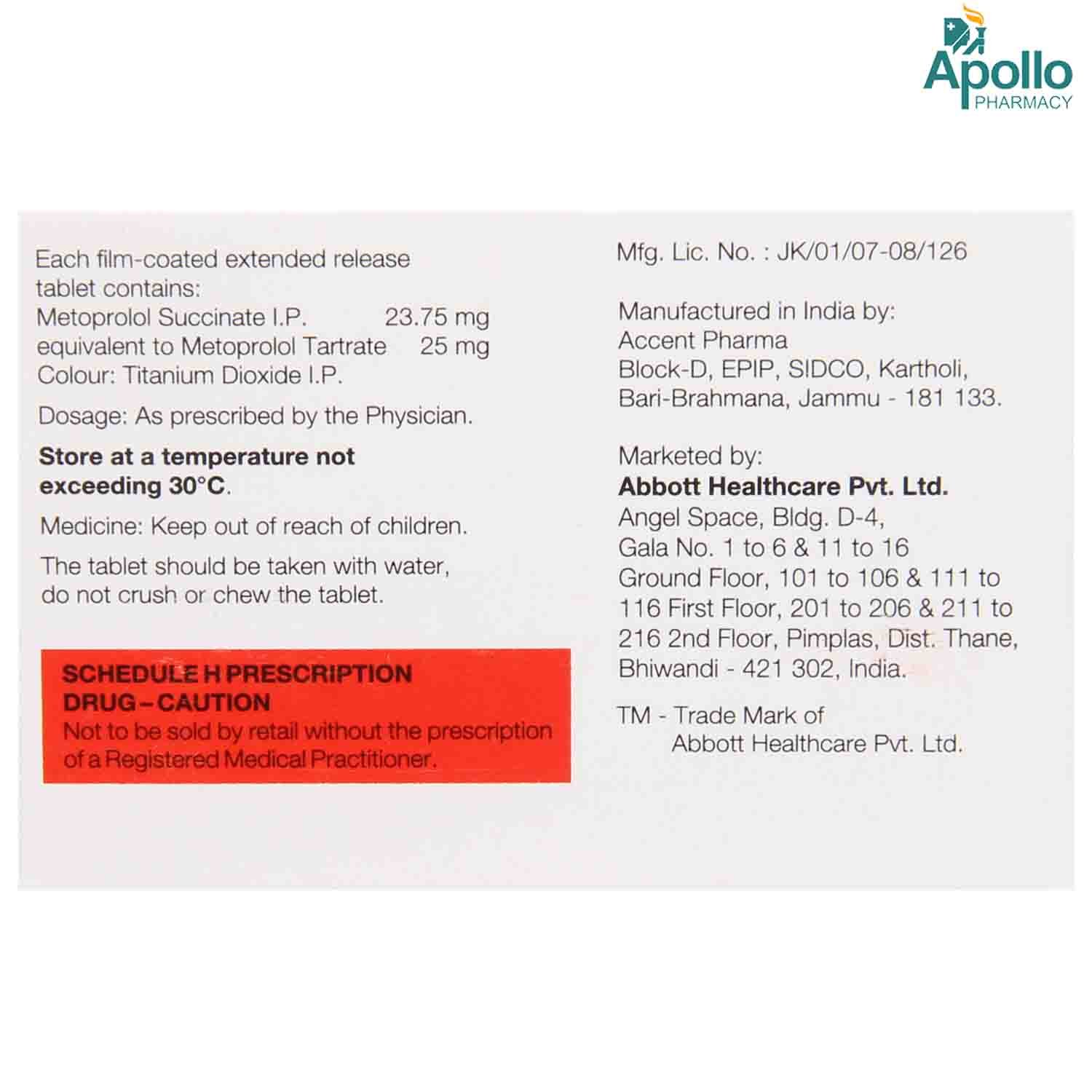 Supermet XL 25 Tablet 15's, Pack of 15 TABLETS Supermet XL 25 Tablet 15's, Pack of 15 TABLETS