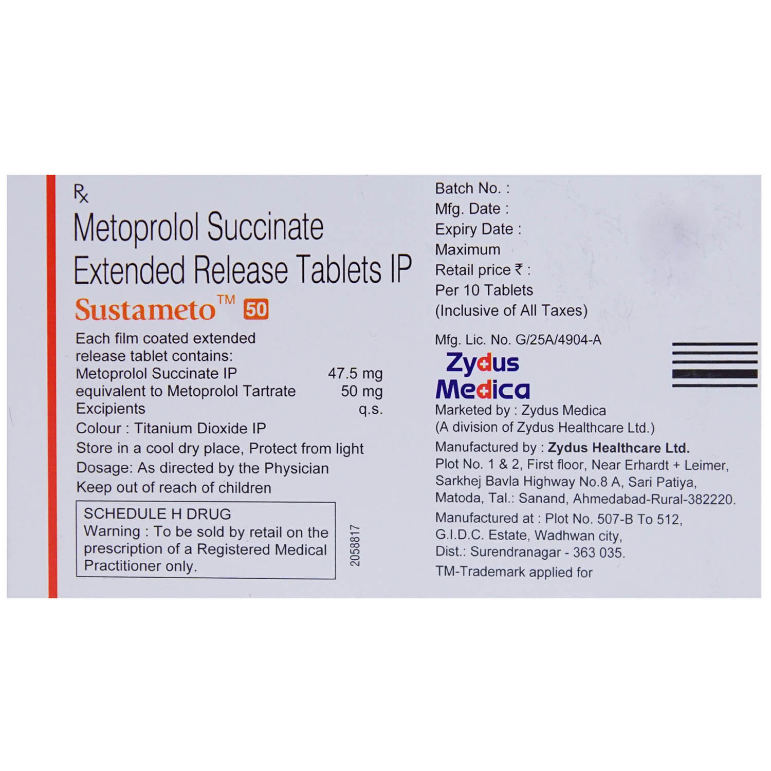 Sustameto 50 Tablet 10's, Pack of 10 TABLETS Sustameto 50 Tablet 10's, Pack of 10 TABLETS