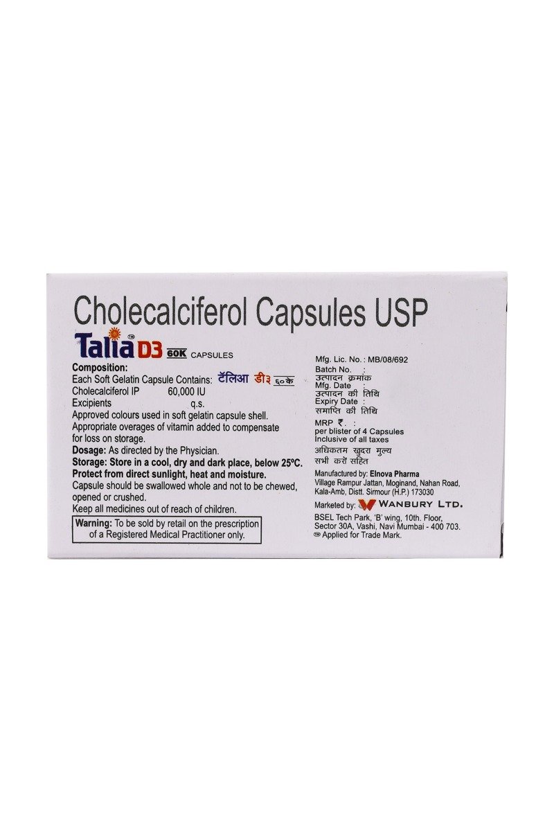 Talia D3 60K Capsule 4's, Pack of 4 Talia D3 60K Capsule 4's, Pack of 4