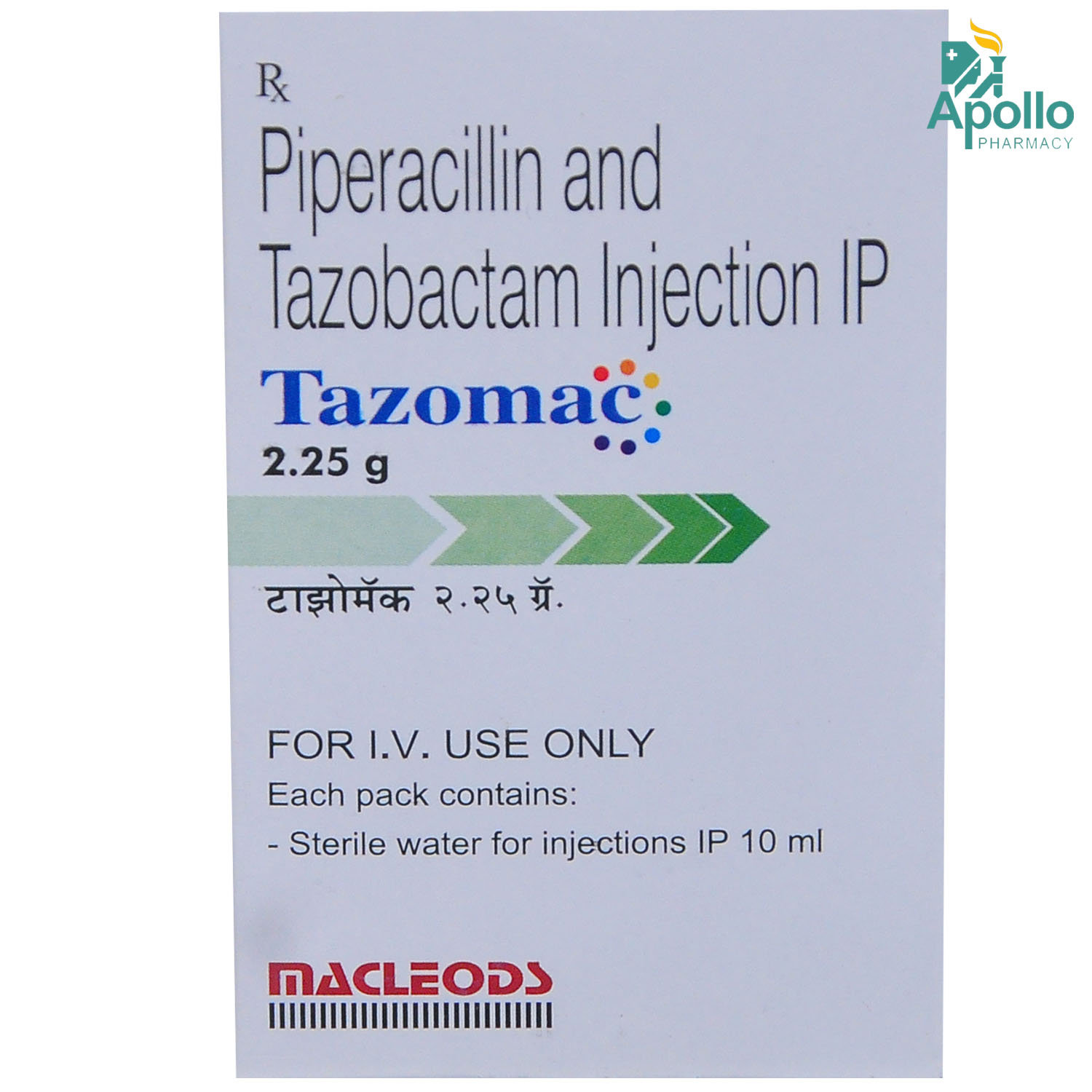 Tazomac 2.25gm Injection 1's, Pack of 1 INJECTION Tazomac 2.25gm Injection 1's, Pack of 1 INJECTION