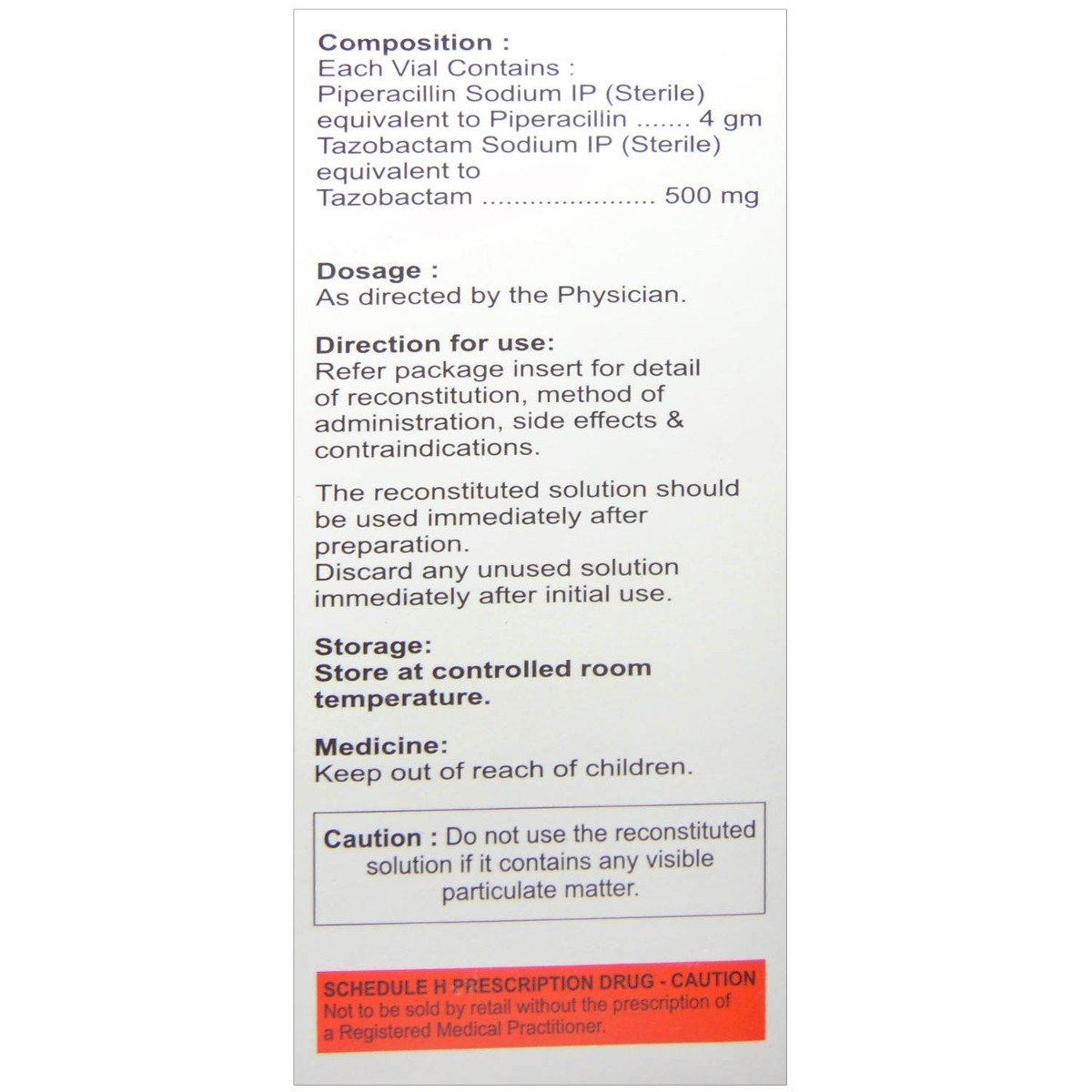 Tazoren 4.5gm Injection 1's, Pack of 1 Injection Tazoren 4.5gm Injection 1's, Pack of 1 Injection