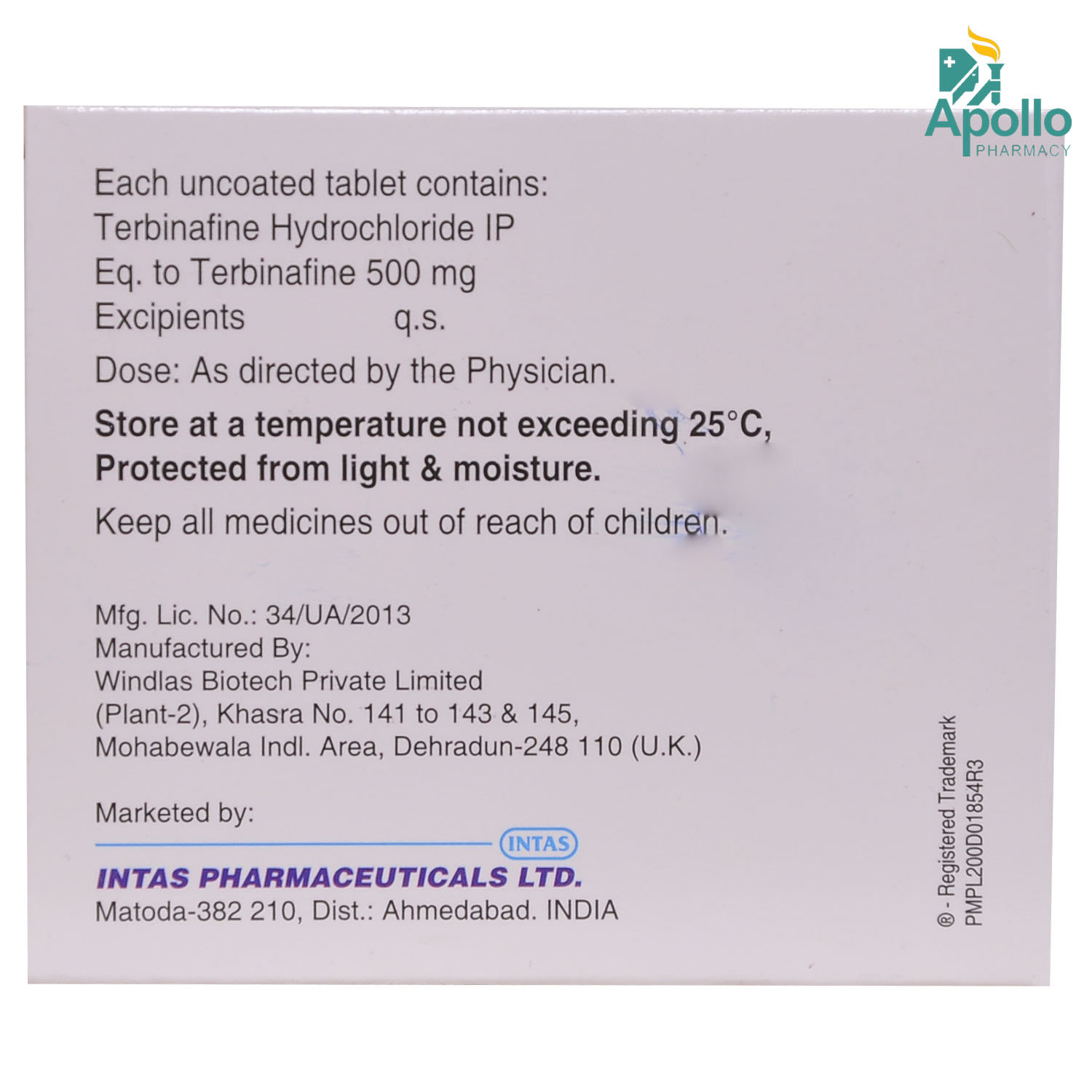 Tebina-500 Tablet 7's, Pack of 7 TabletS Tebina-500 Tablet 7's, Pack of 7 TabletS